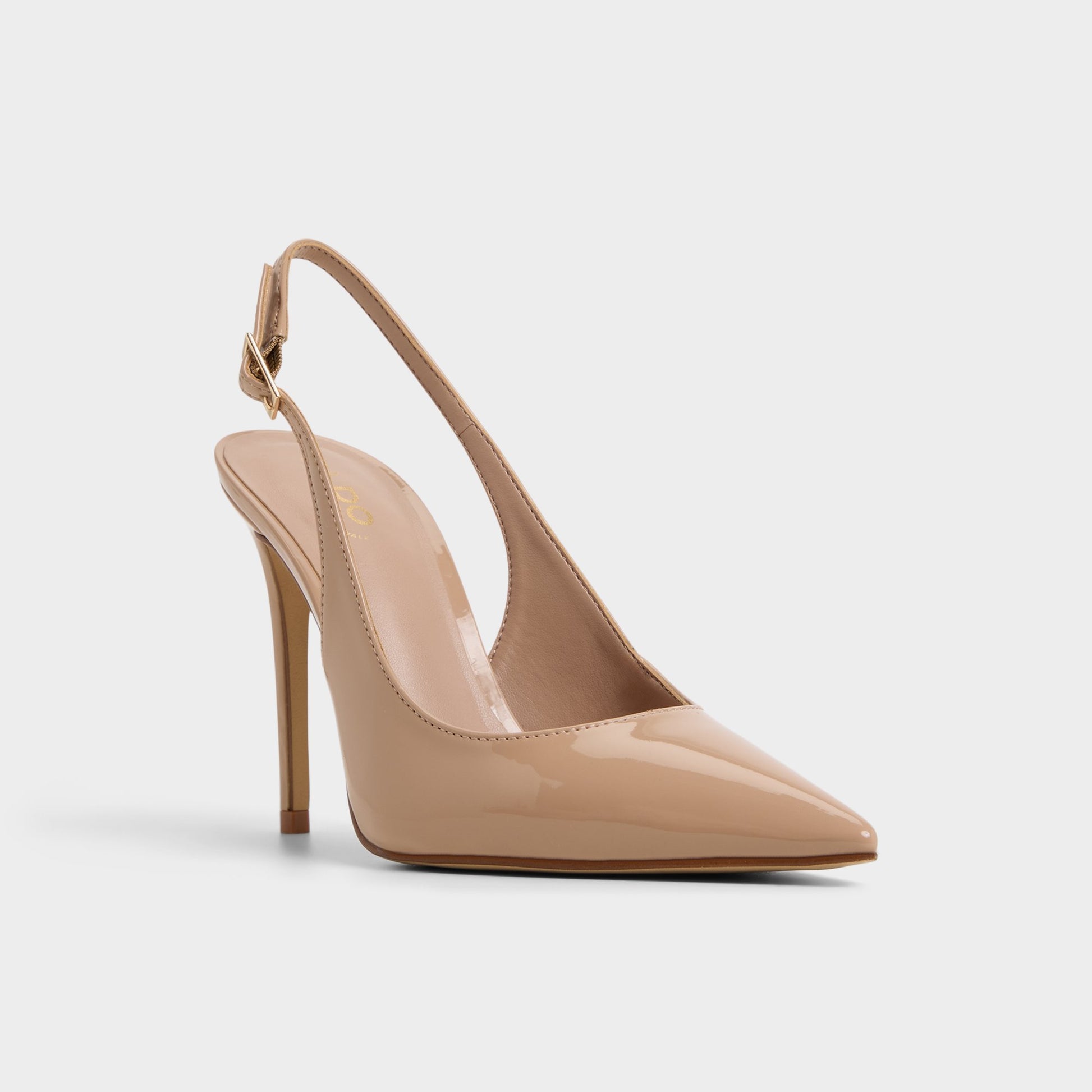 Three-quarter angle of Beige Stessysling Sling back's front side