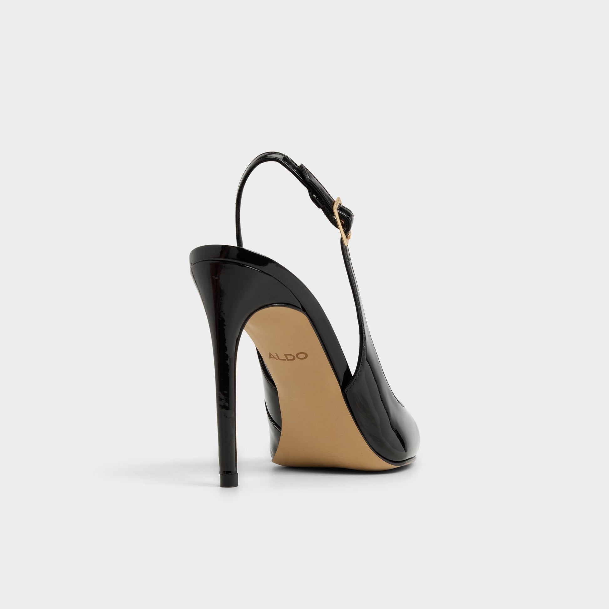 Three-quarter angle of Black Stessysling Slingback heel's back side