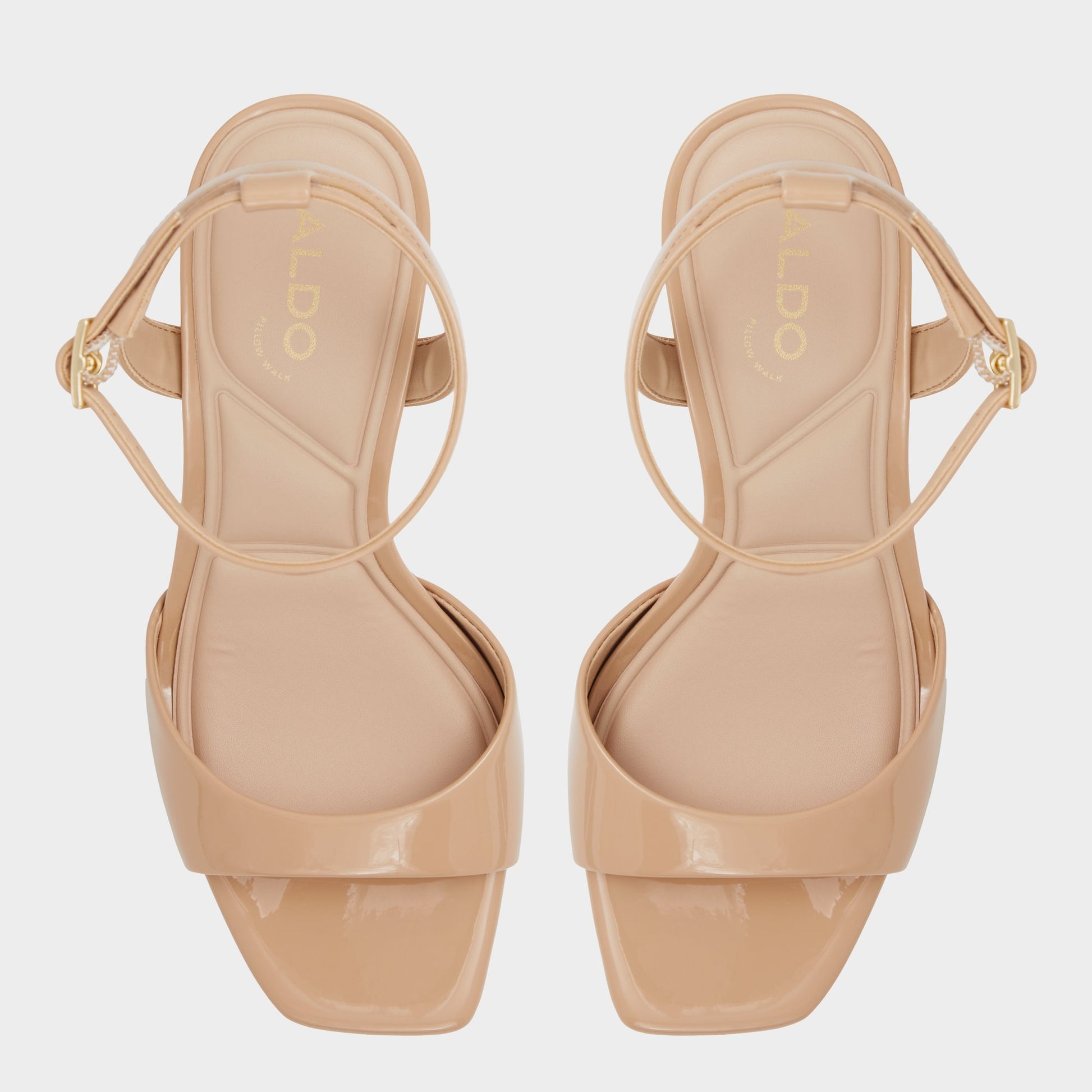 Top-down view of the Other Brown Sake Strappy heeled sandal