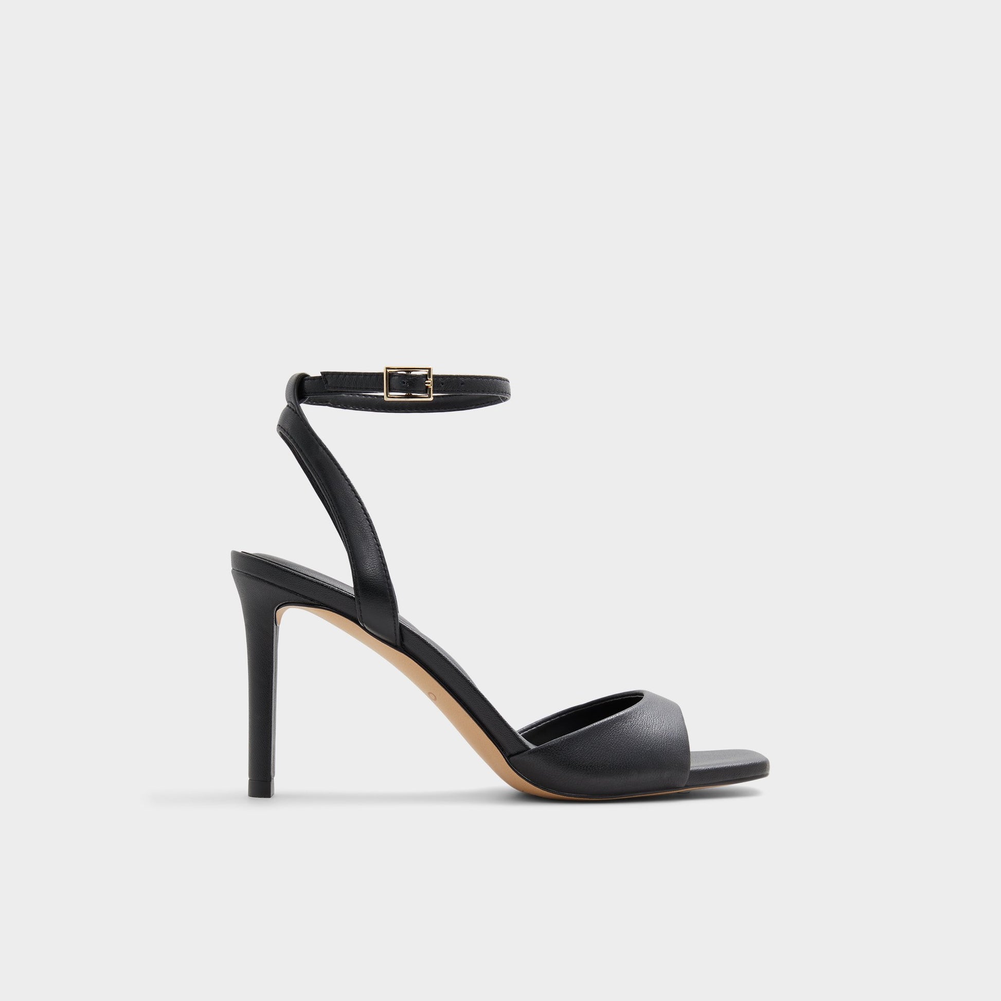 Main View of Black Sake Strappy heeled sandal for Womens
