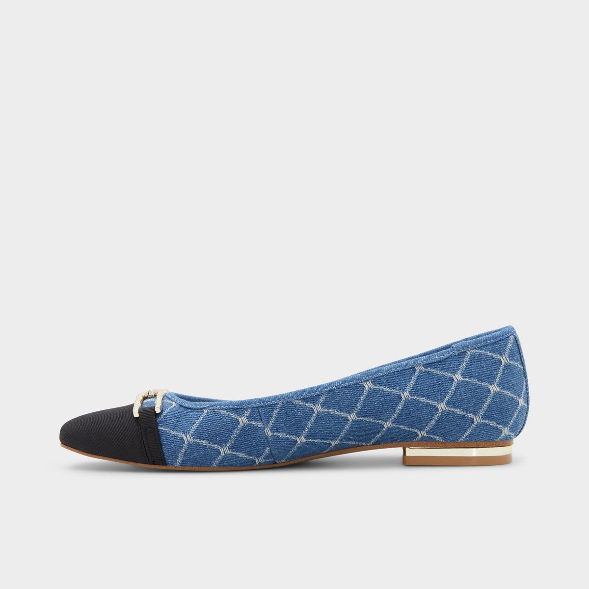 Side view of Medium Blue Preri Ballet flat