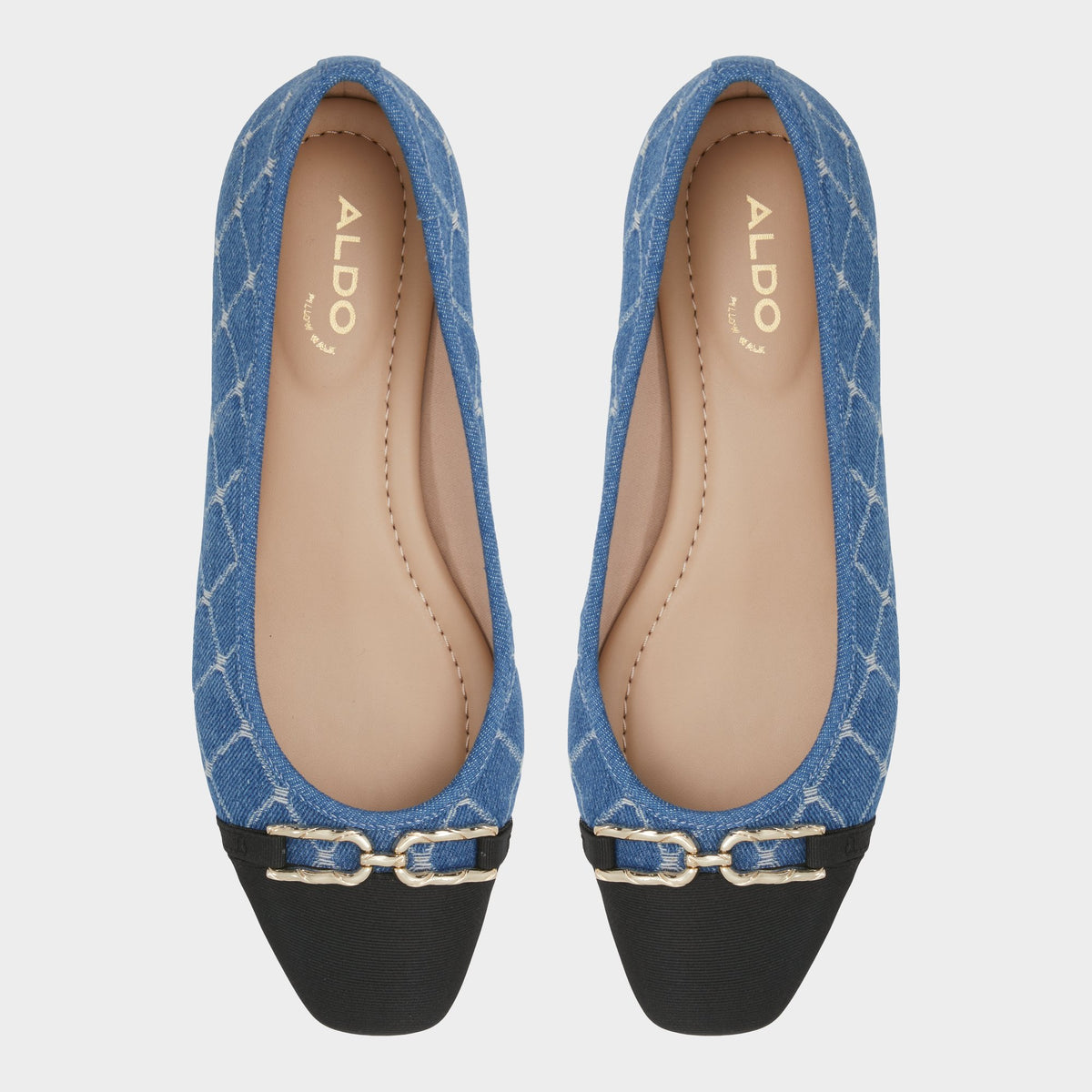 Top-down view of the Medium Blue Preri Ballet flat