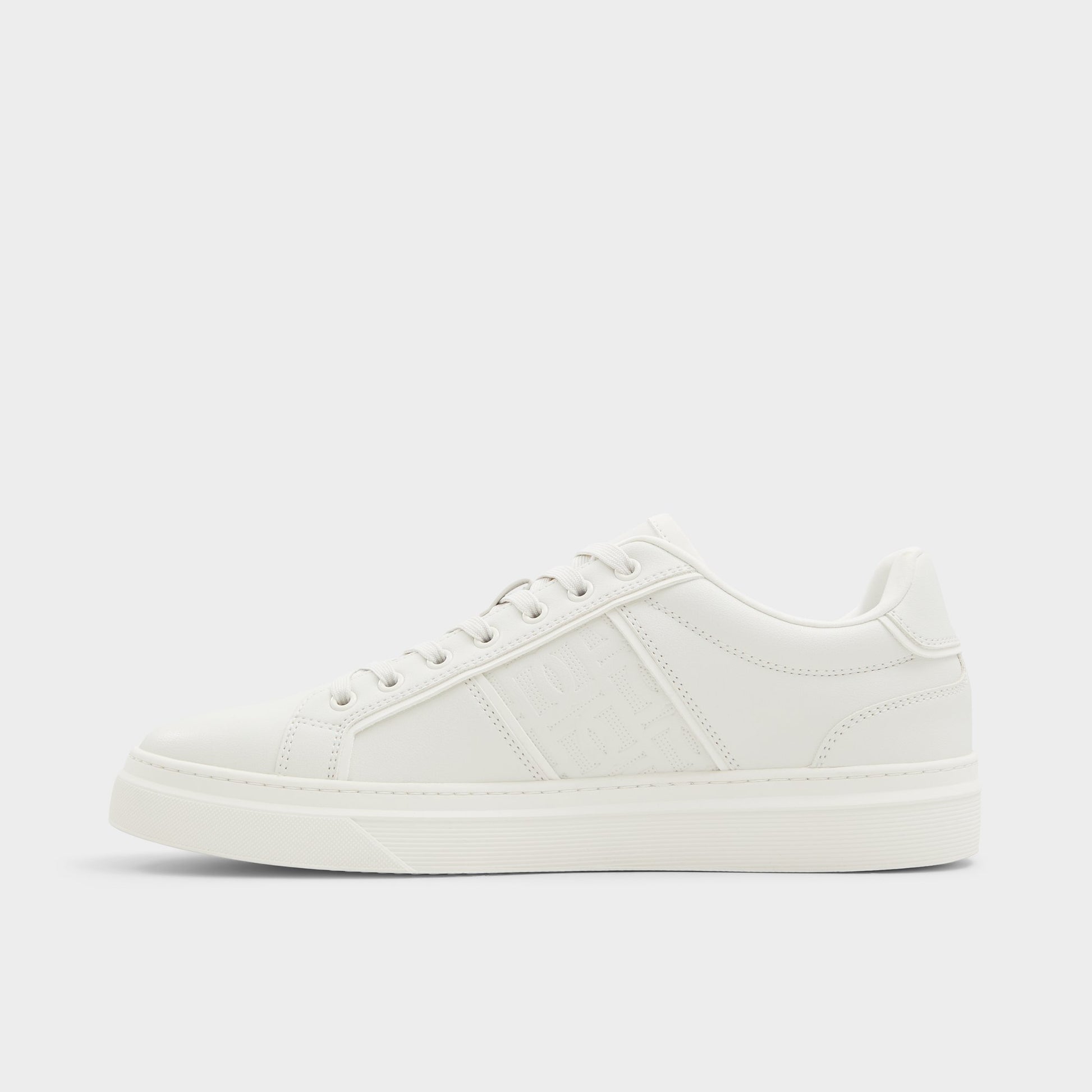 Side view of White/Bone Courtline Low top sneaker