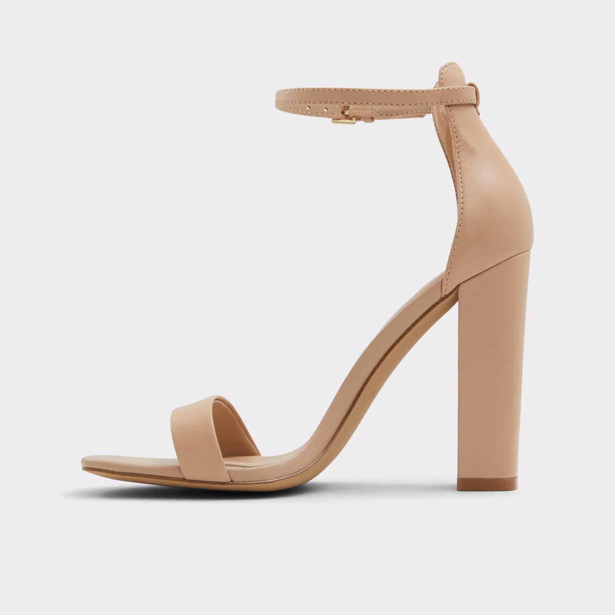 Side view of Beige Hazelia Strappy heeled sandal