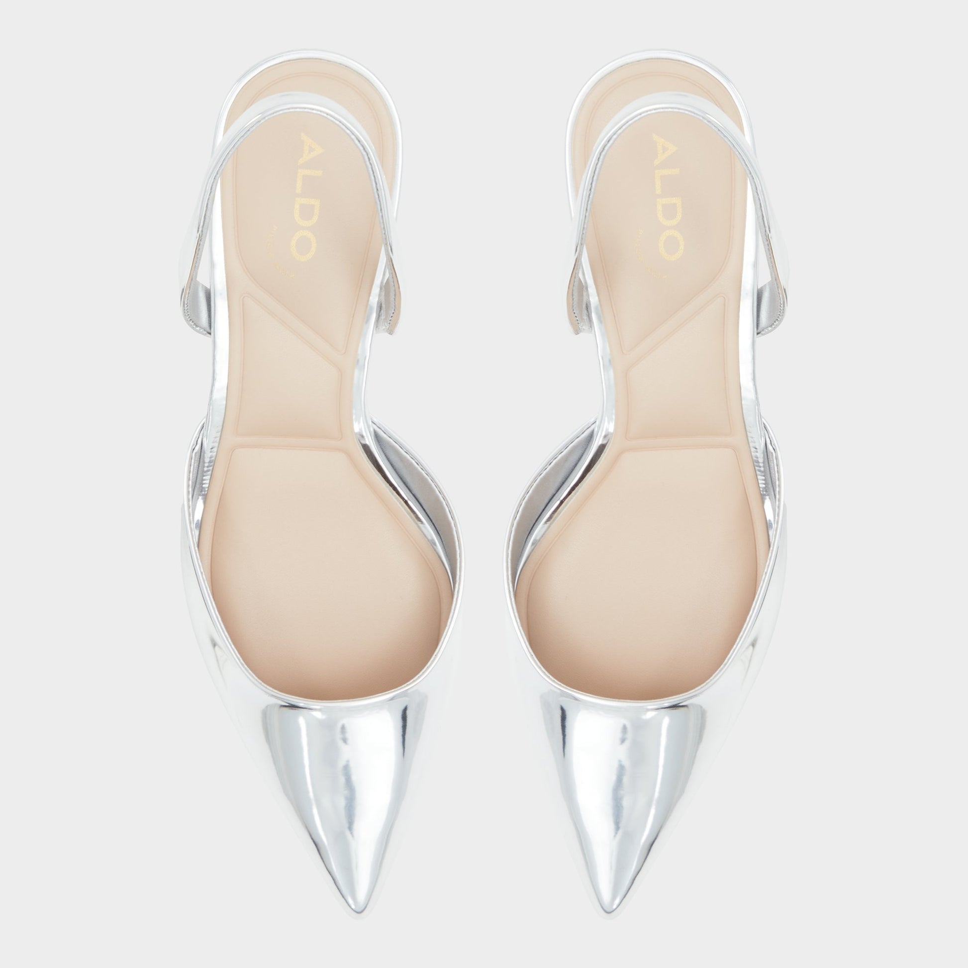Top-down view of the Silver Gavedessi Slingback heel