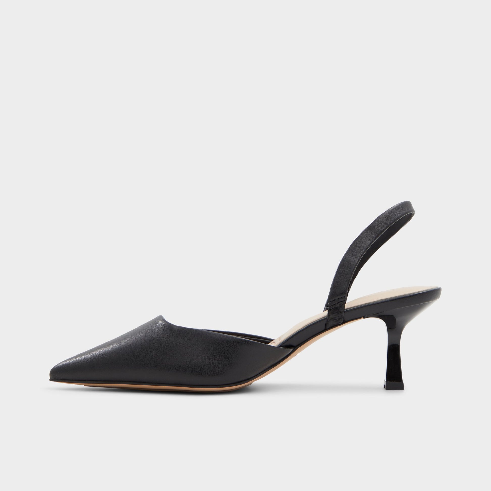 Side view of Black Gavedessi Slingback heel