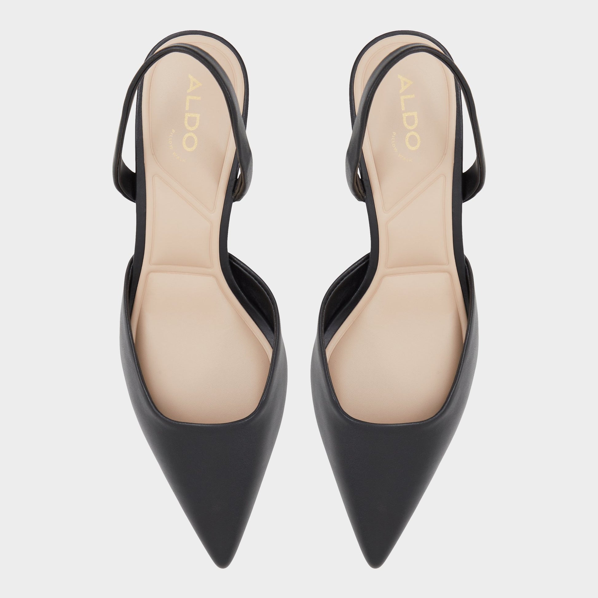 Top-down view of the Black Gavedessi Slingback heel