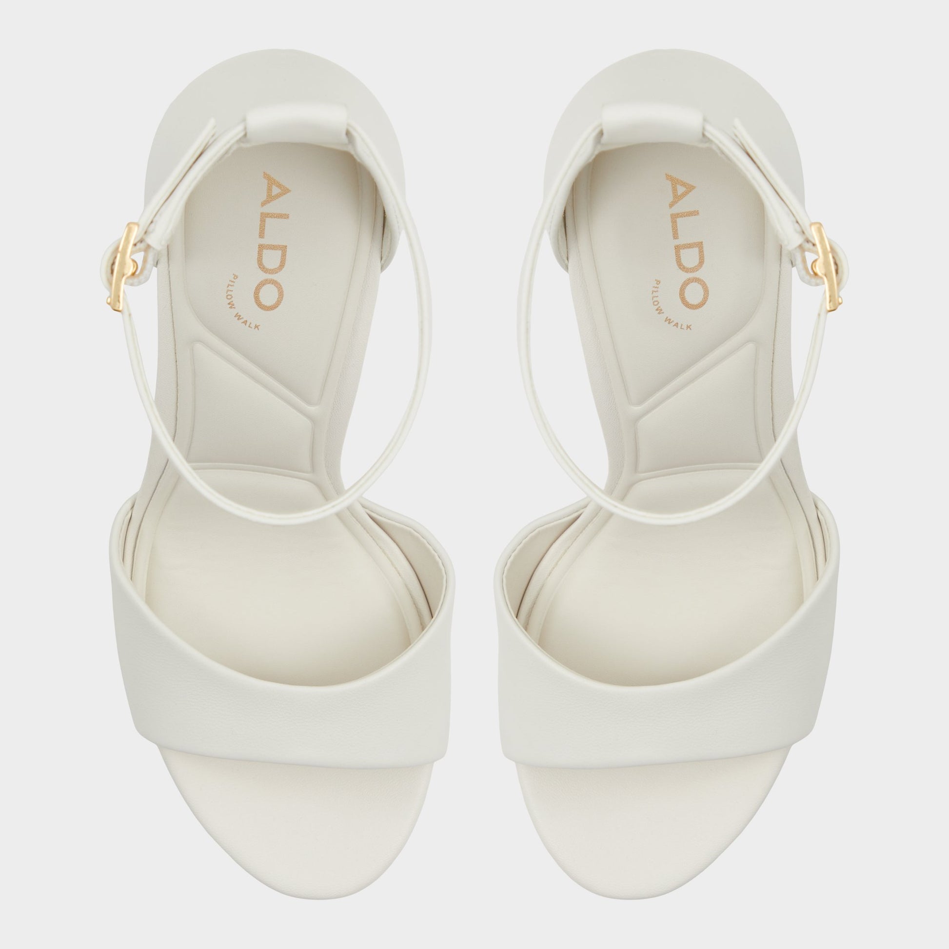 Top-down view of the White/Bone Enaegyn2.0 Strappy heeled sandal