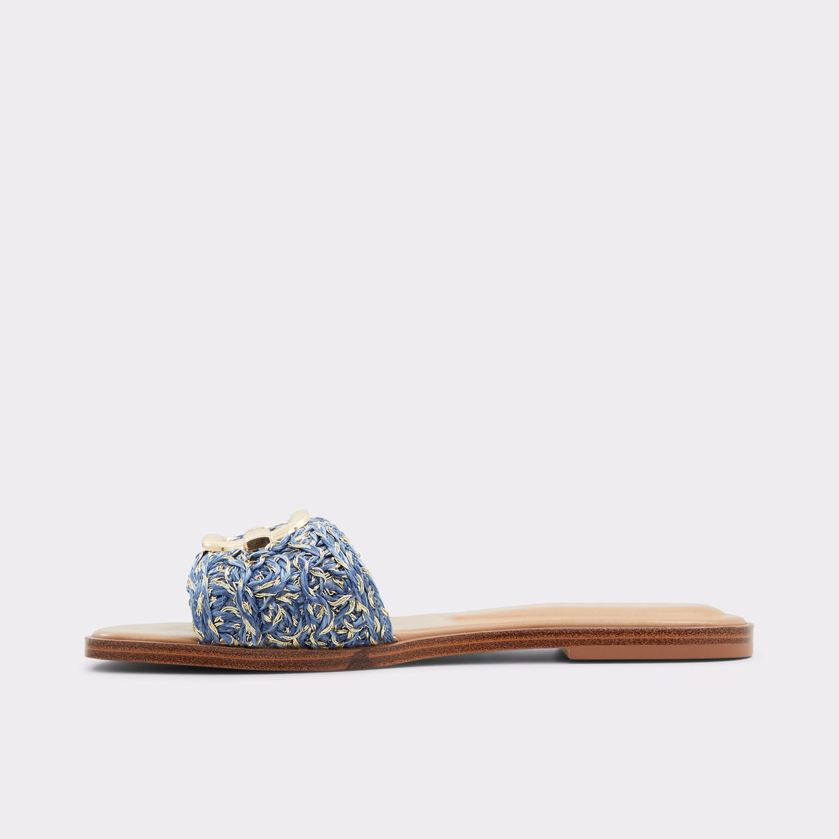 Side view of Medium Blue Glaeswen Slide sandal