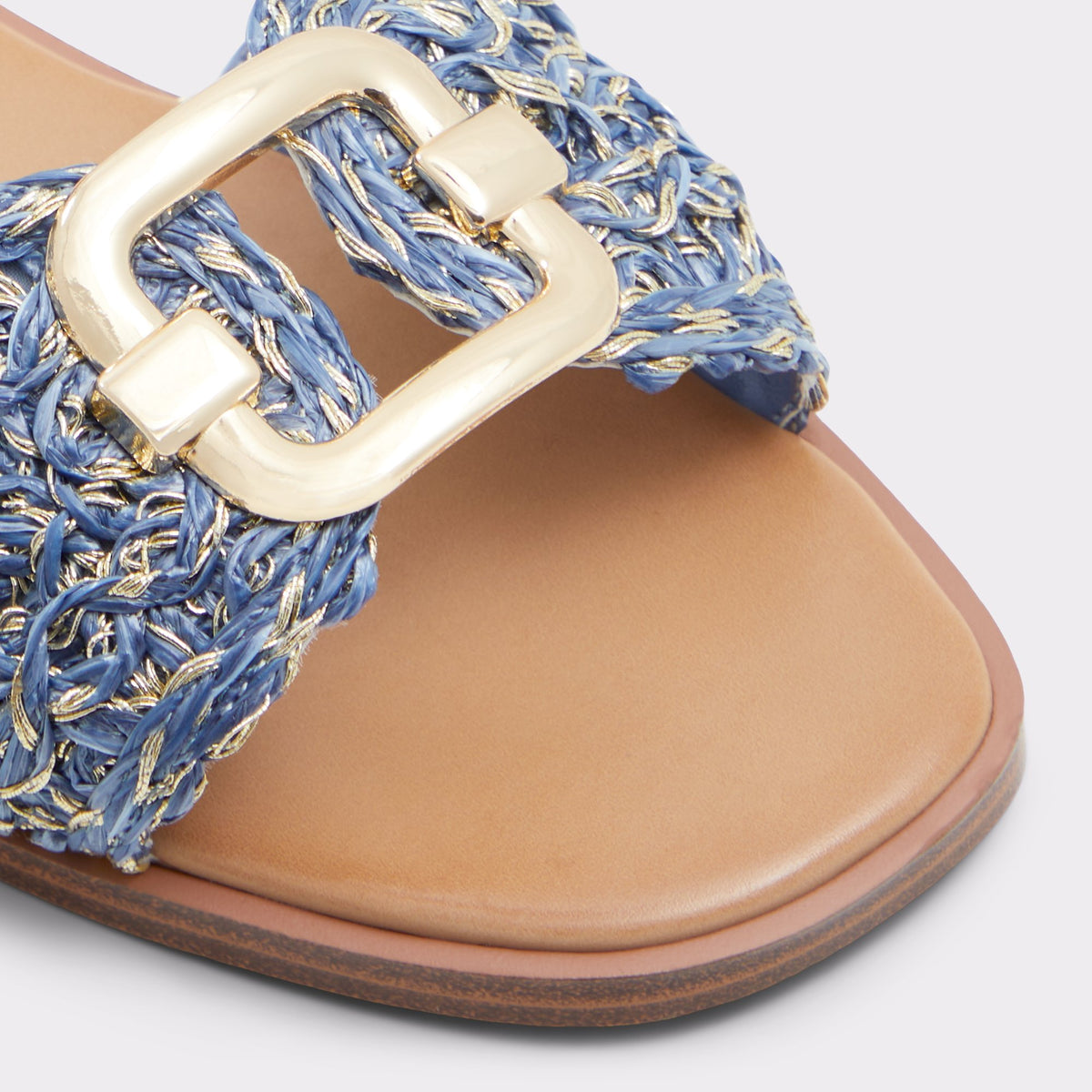 Close-up of the Medium Blue Glaeswen Slide sandal