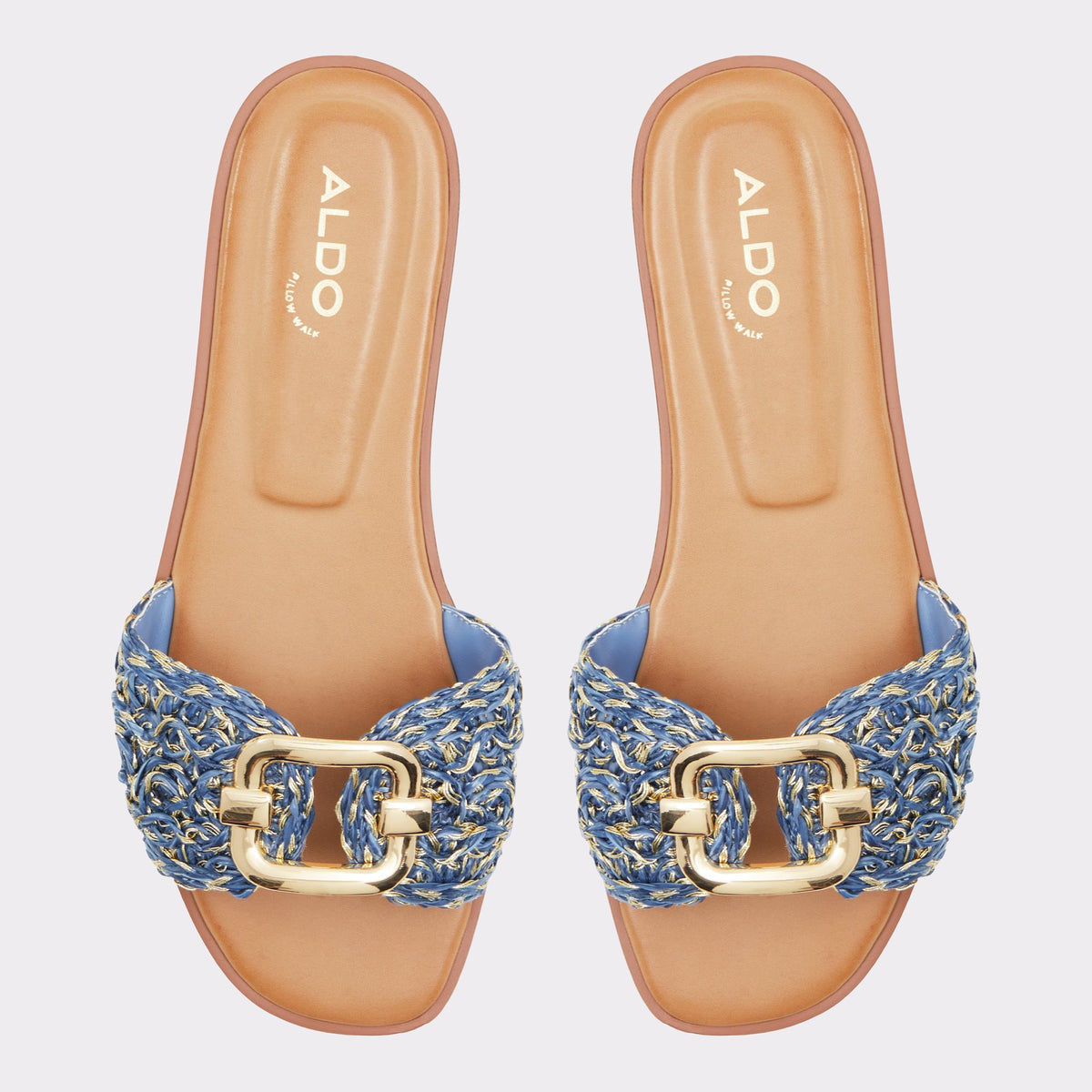 Top-down view of the Medium Blue Glaeswen Slide sandal