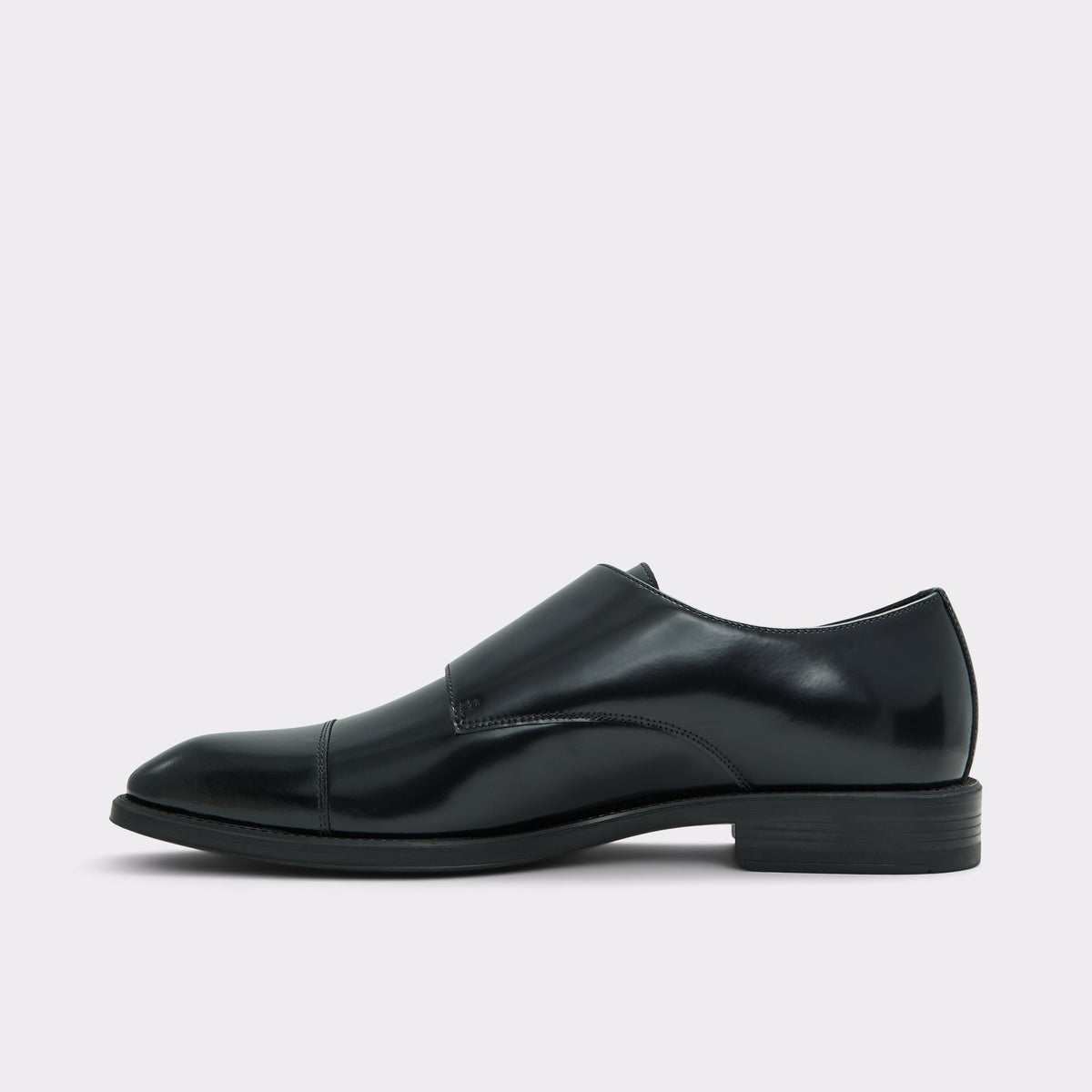 Vue latérale de Noir Chip Mocassin double boucle