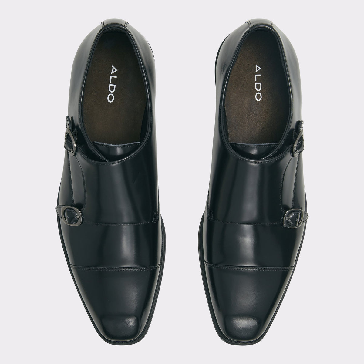 Vue de dessus de la Noir Chip Mocassin double boucle