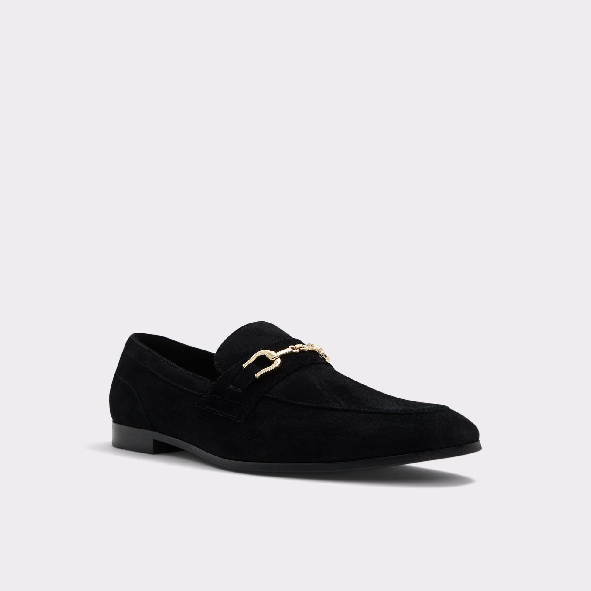 Three-quarter angle of Open Black Marinho Loafer's front side