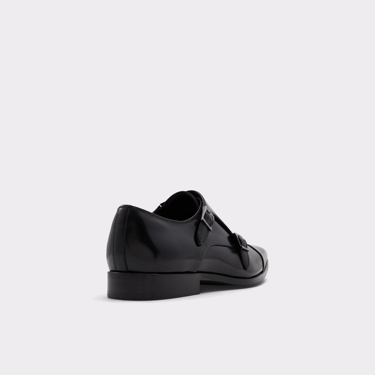 Three-quarter angle of Black Windward Monkstrap's back side