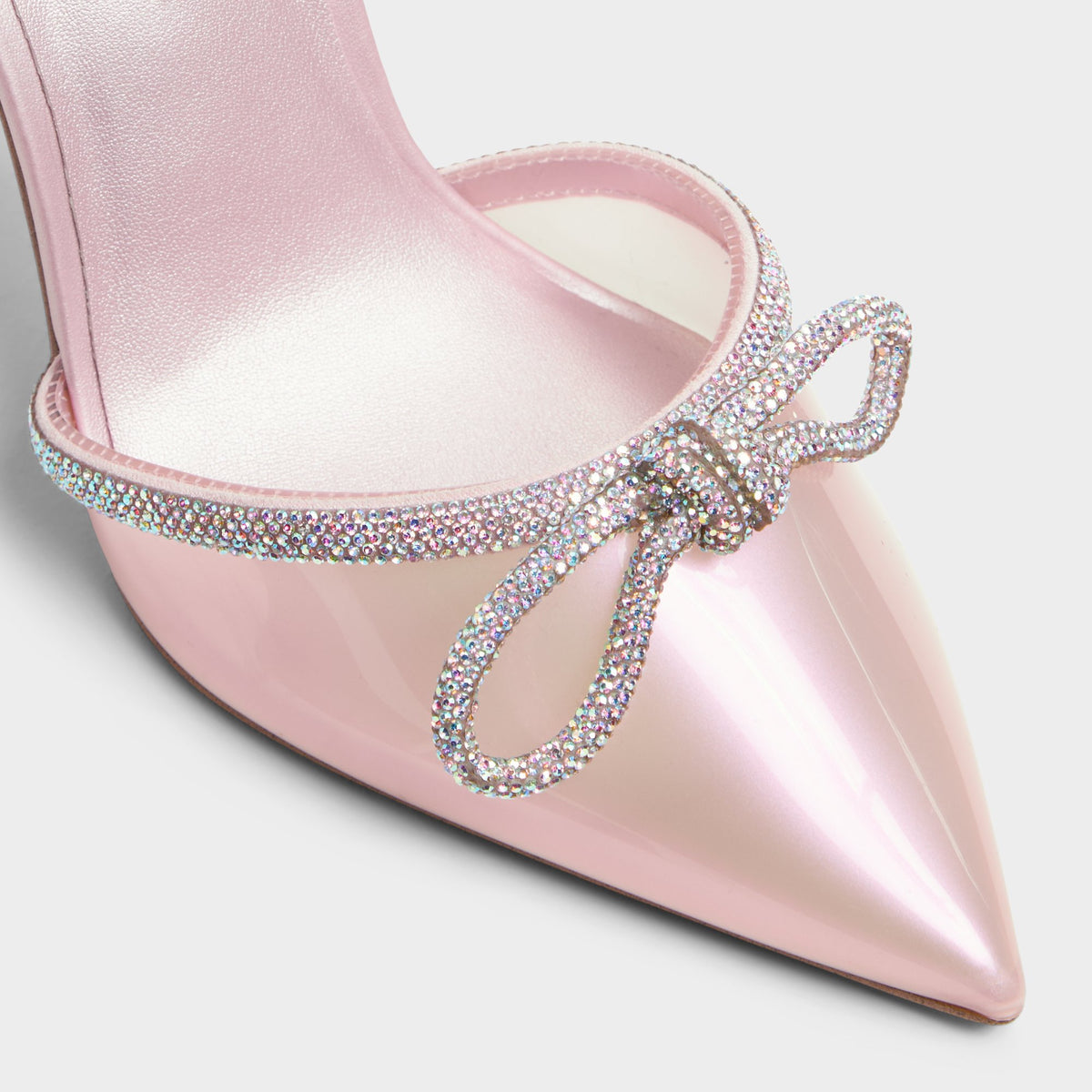 Close-up of the Open Pink Halalia Strappy stiletto heel