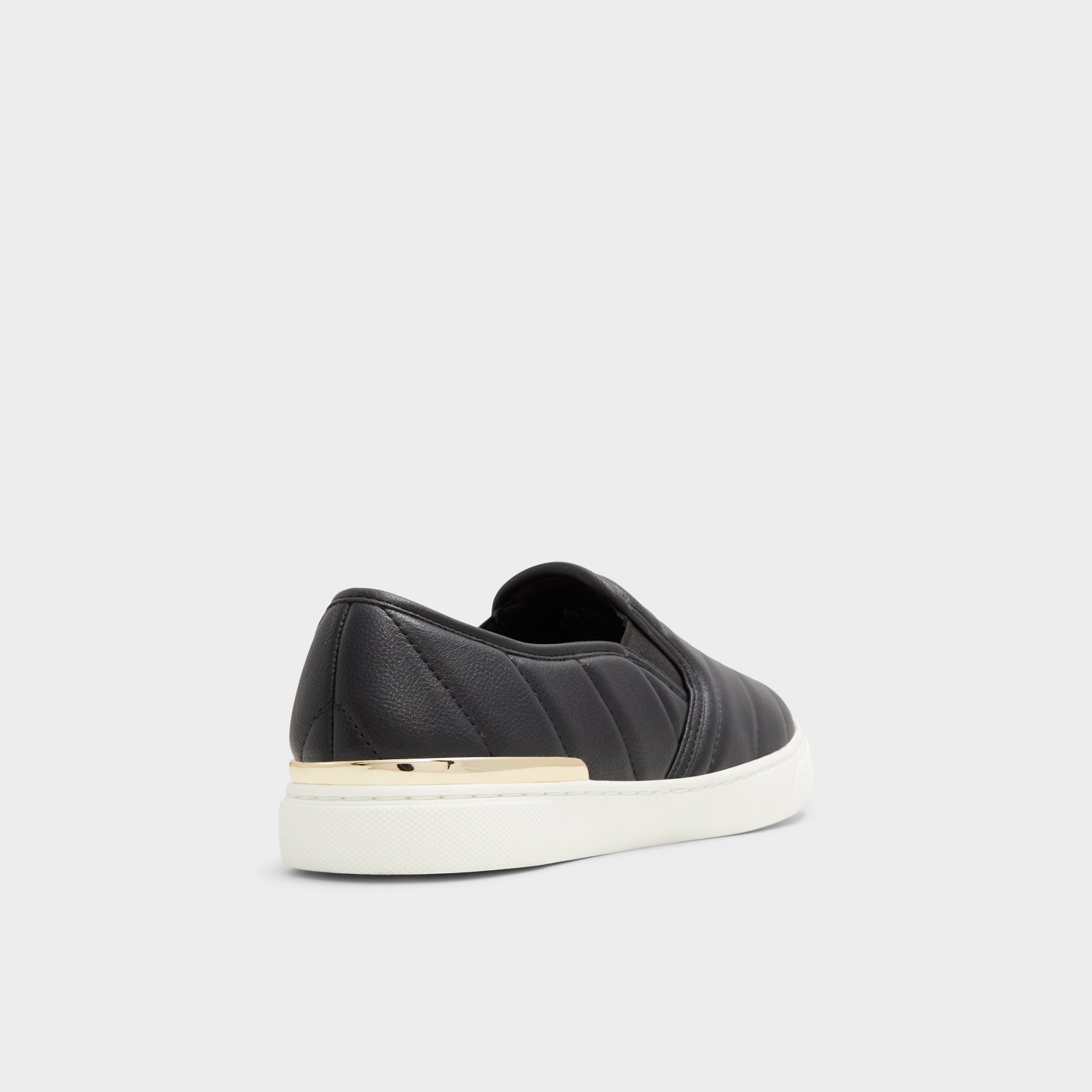Three-quarter angle of Black Julianne Slip-on sneaker's back side