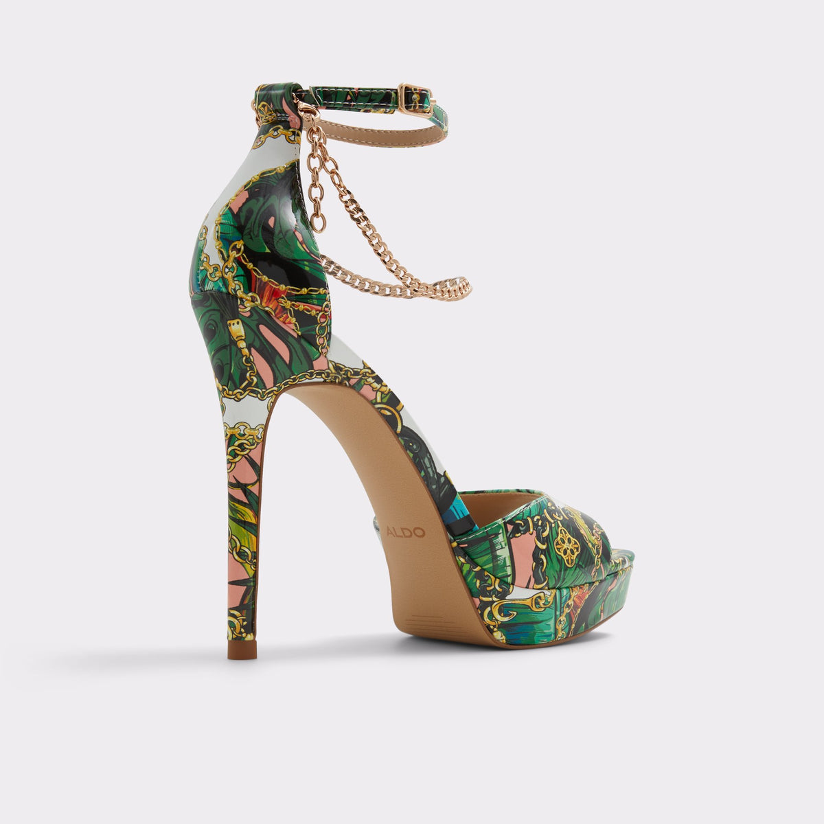 Three-quarter angle of Multicolor Prisilla Strappy sandal's back side