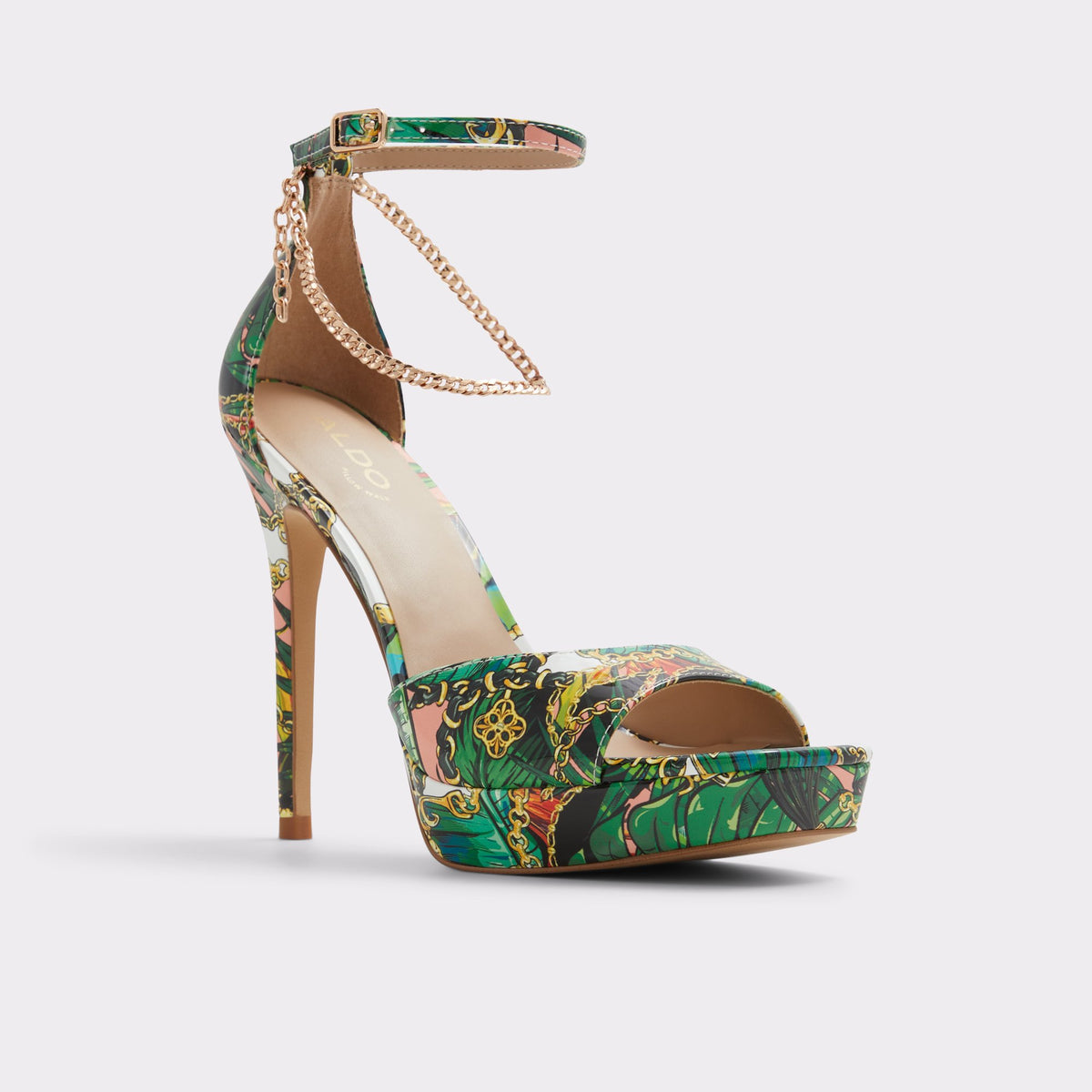 Three-quarter angle of Multicolor Prisilla Strappy sandal's front side