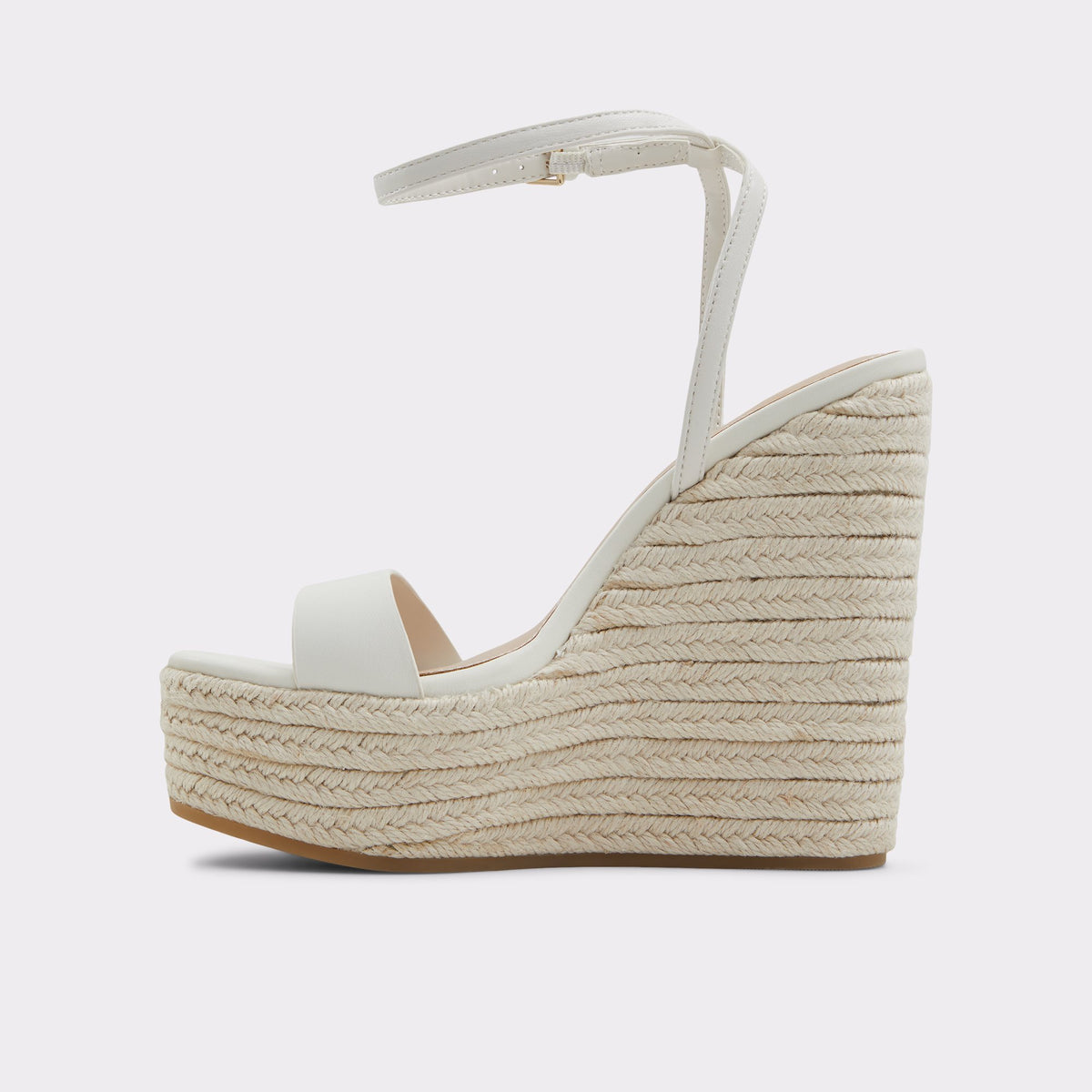 Side view of White/Bone Marysol Wedge sandal