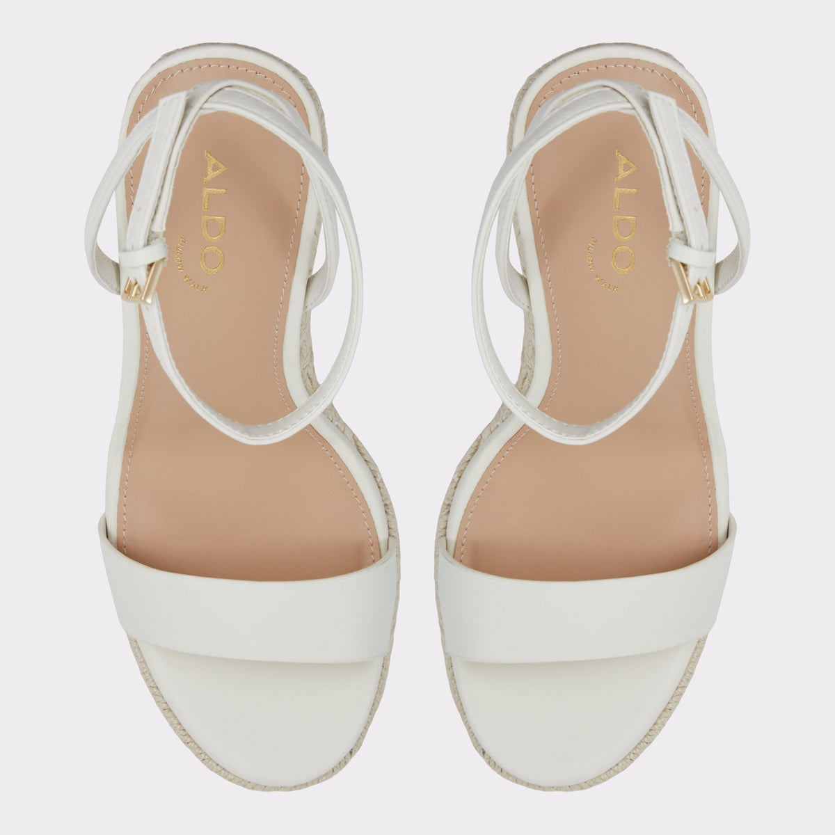 Top-down view of the White/Bone Marysol Wedge sandal