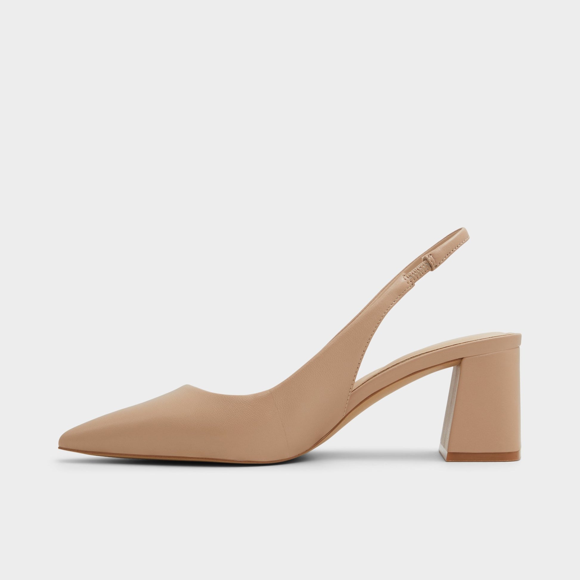 Side view of Beige Uliana Slingback heel