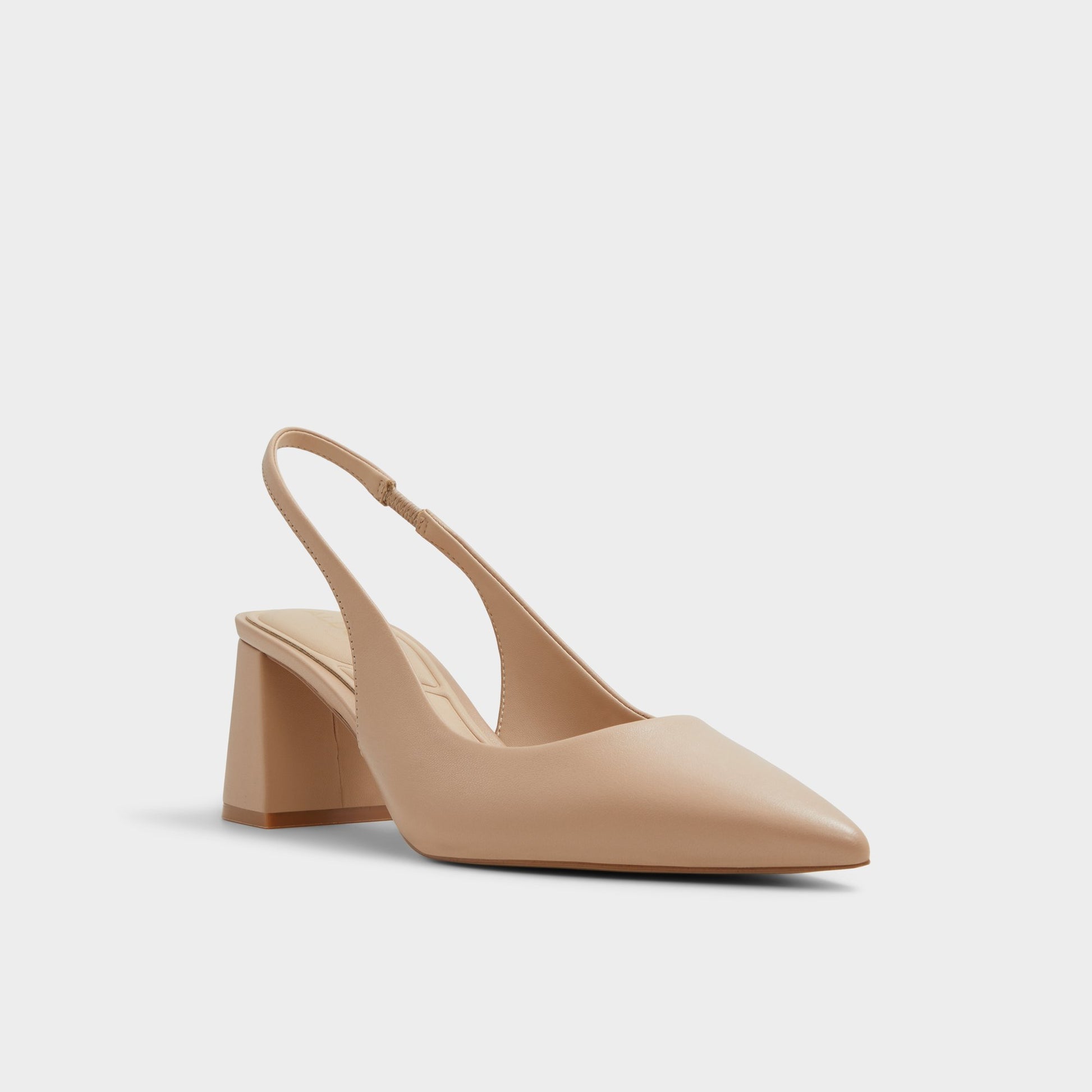 Three-quarter angle of Beige Uliana Slingback heel's front side