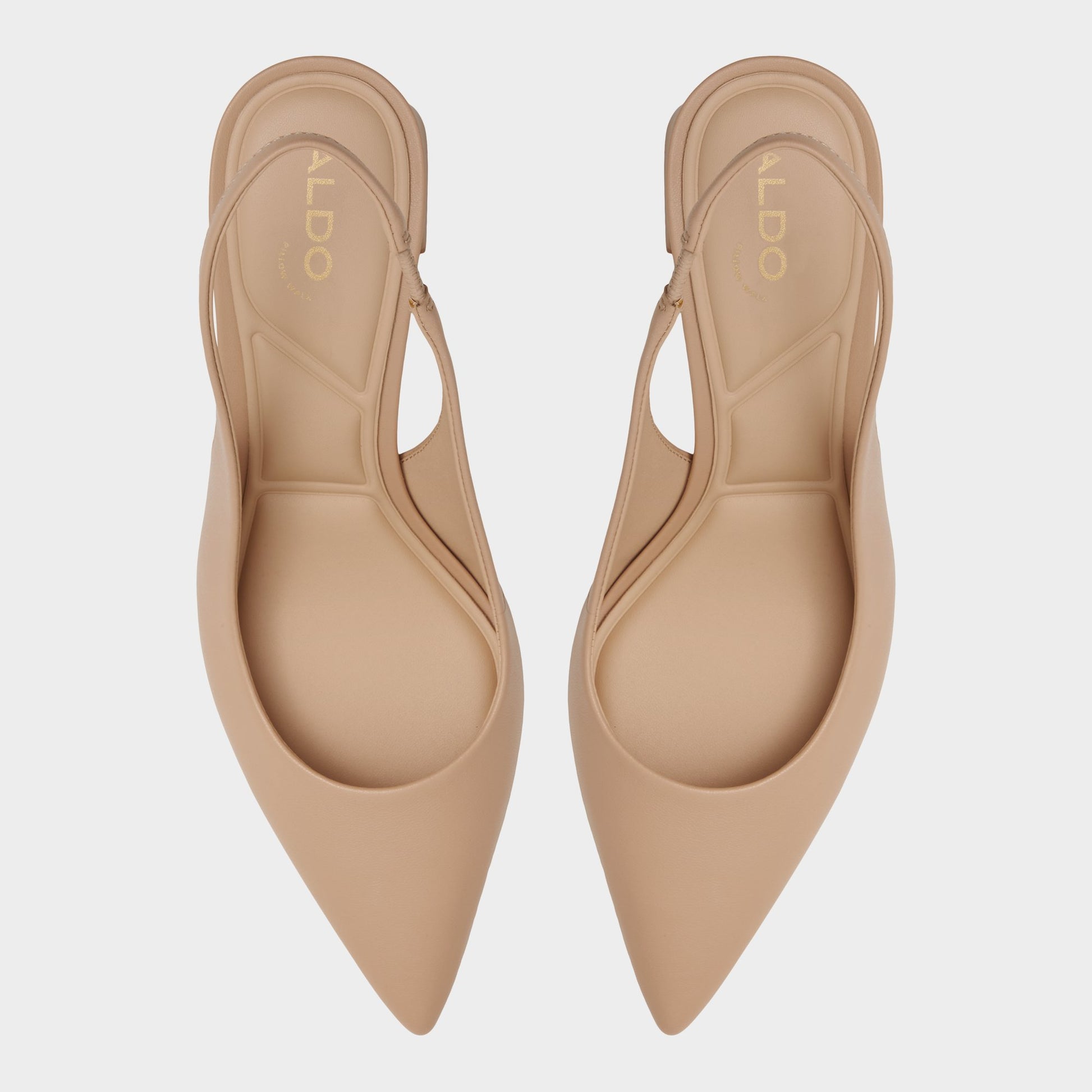 Top-down view of the Beige Uliana Slingback heel