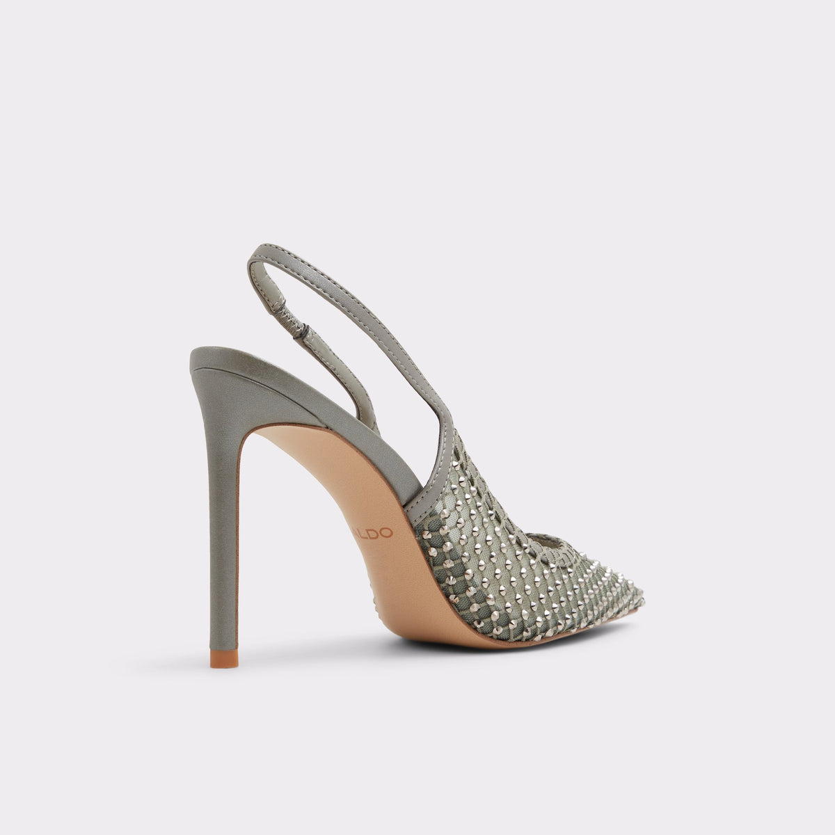 Three-quarter angle of Dark Green Marciana Slingback heel's back side
