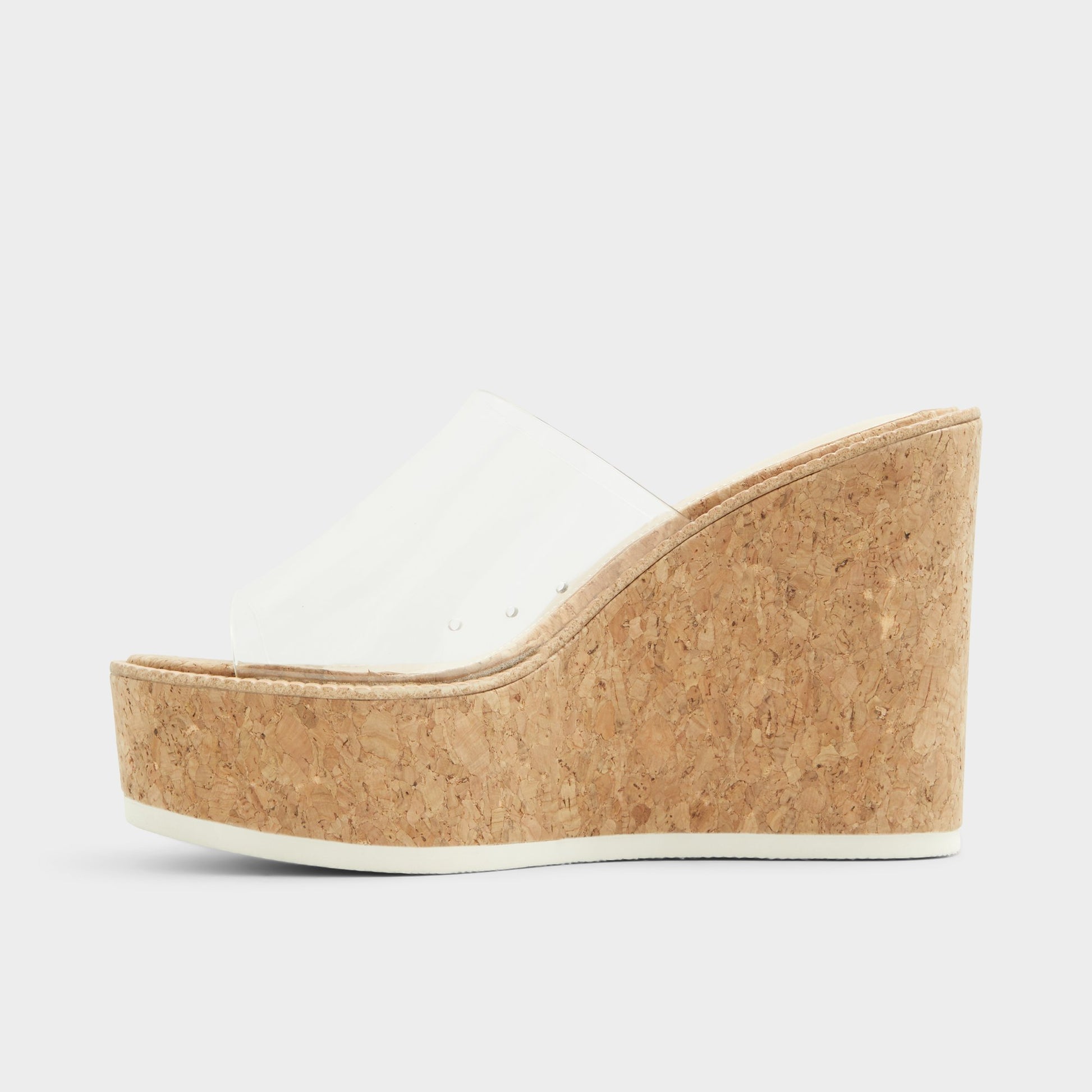 Side view of Clear Midsommar Wedge sandal