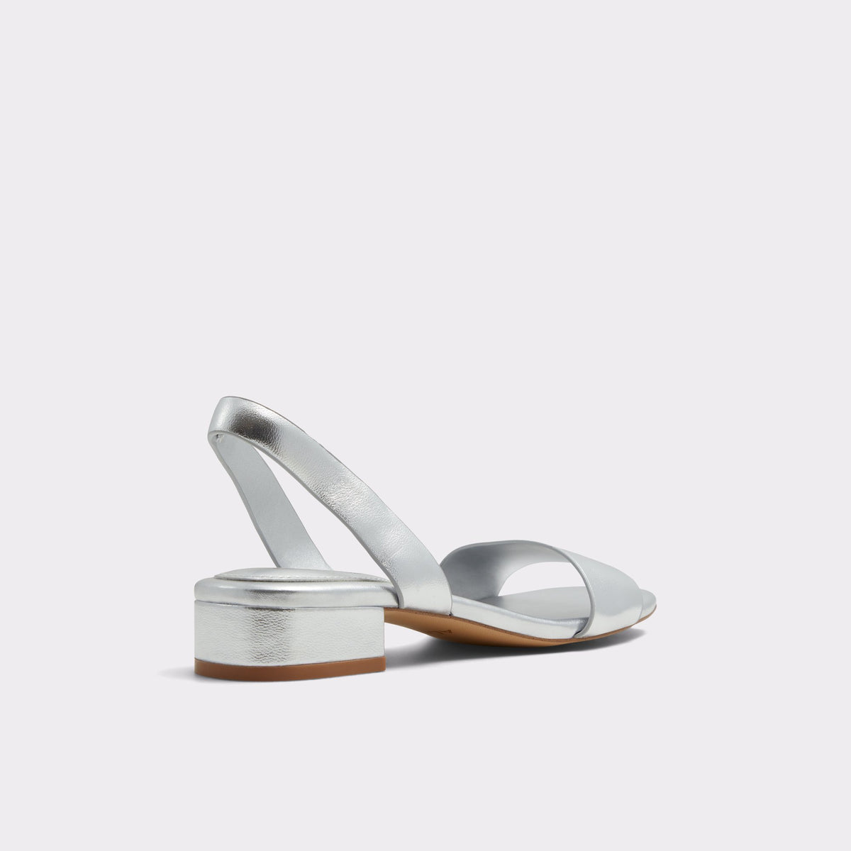 Three-quarter angle of Silver Dorenna Strappy sandal's back side