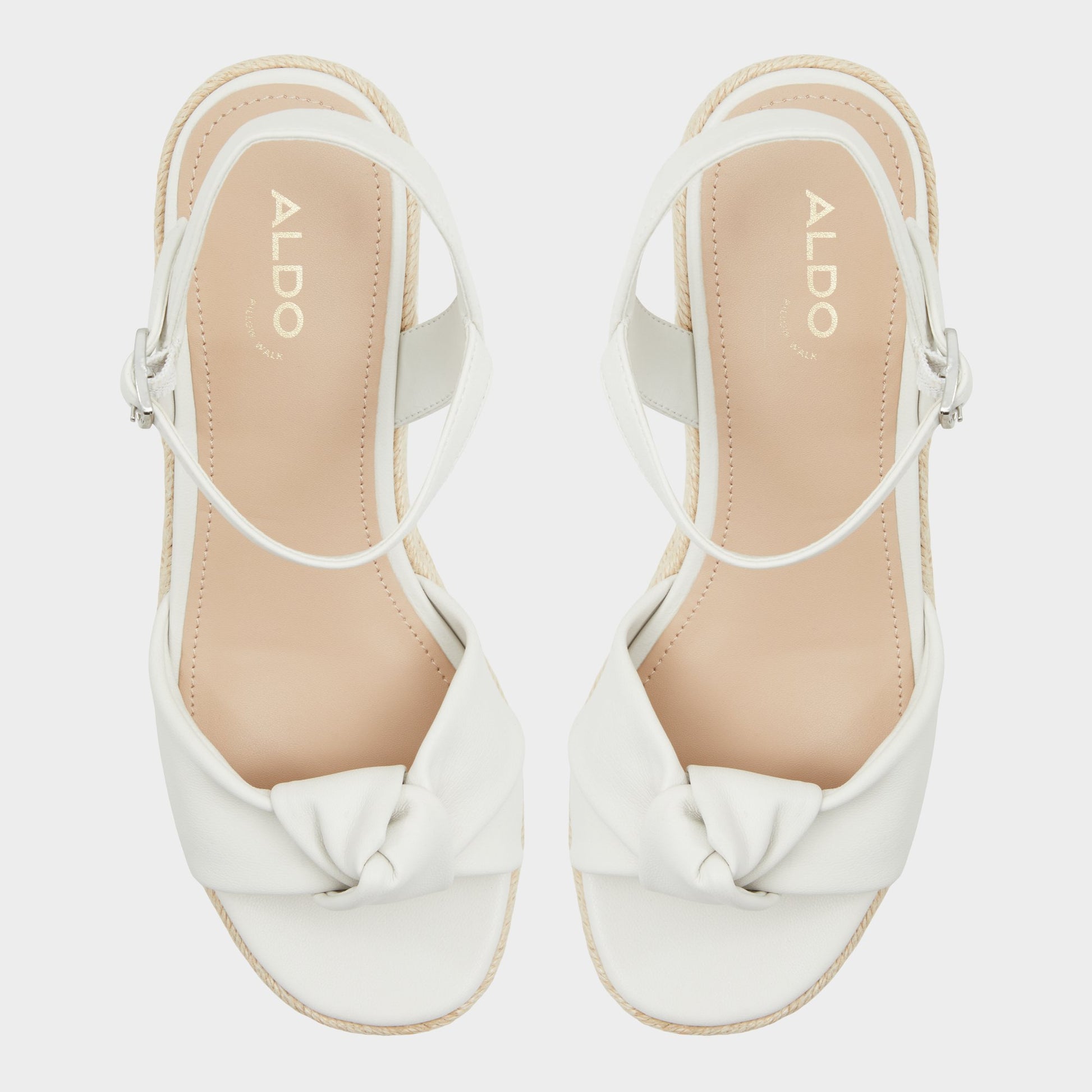 Top-down view of the White Annamarie Wedge sandal