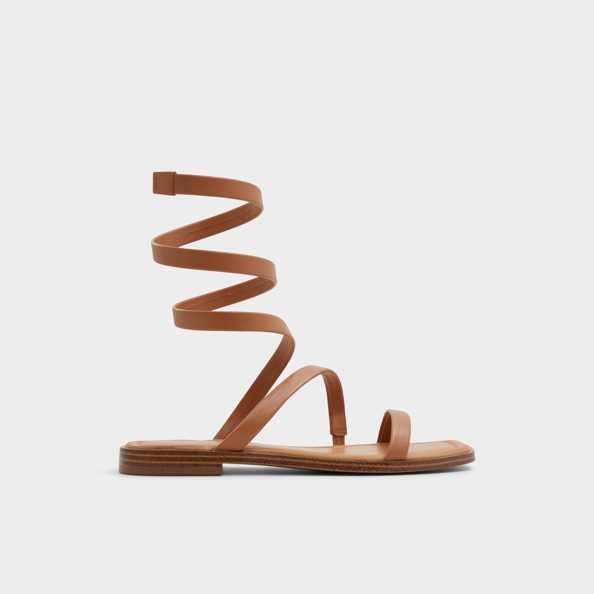 Main View of Medium Brown Spinella Strappy flat sandal for Womens