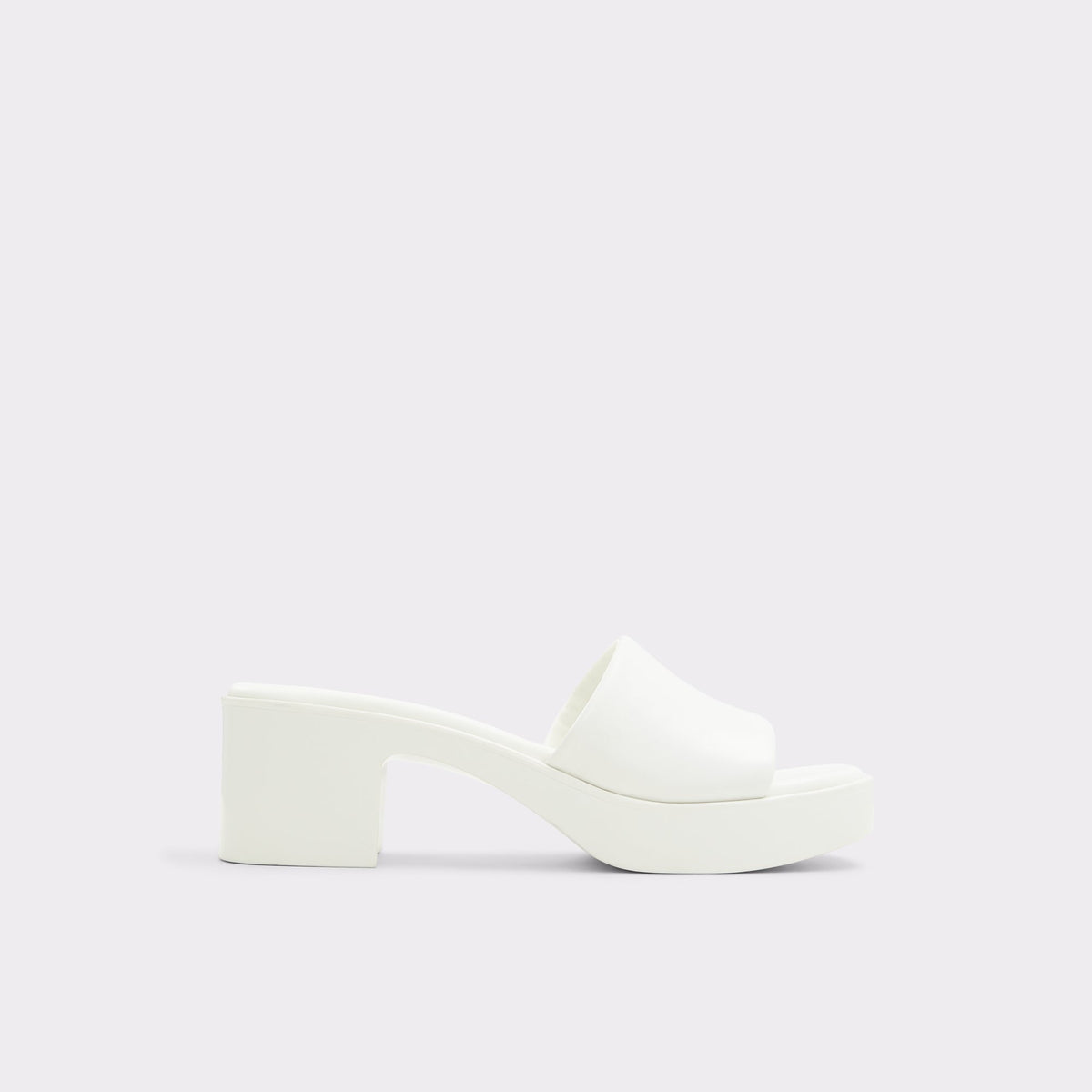 Main View of White Babbie Heeled mule for Womens