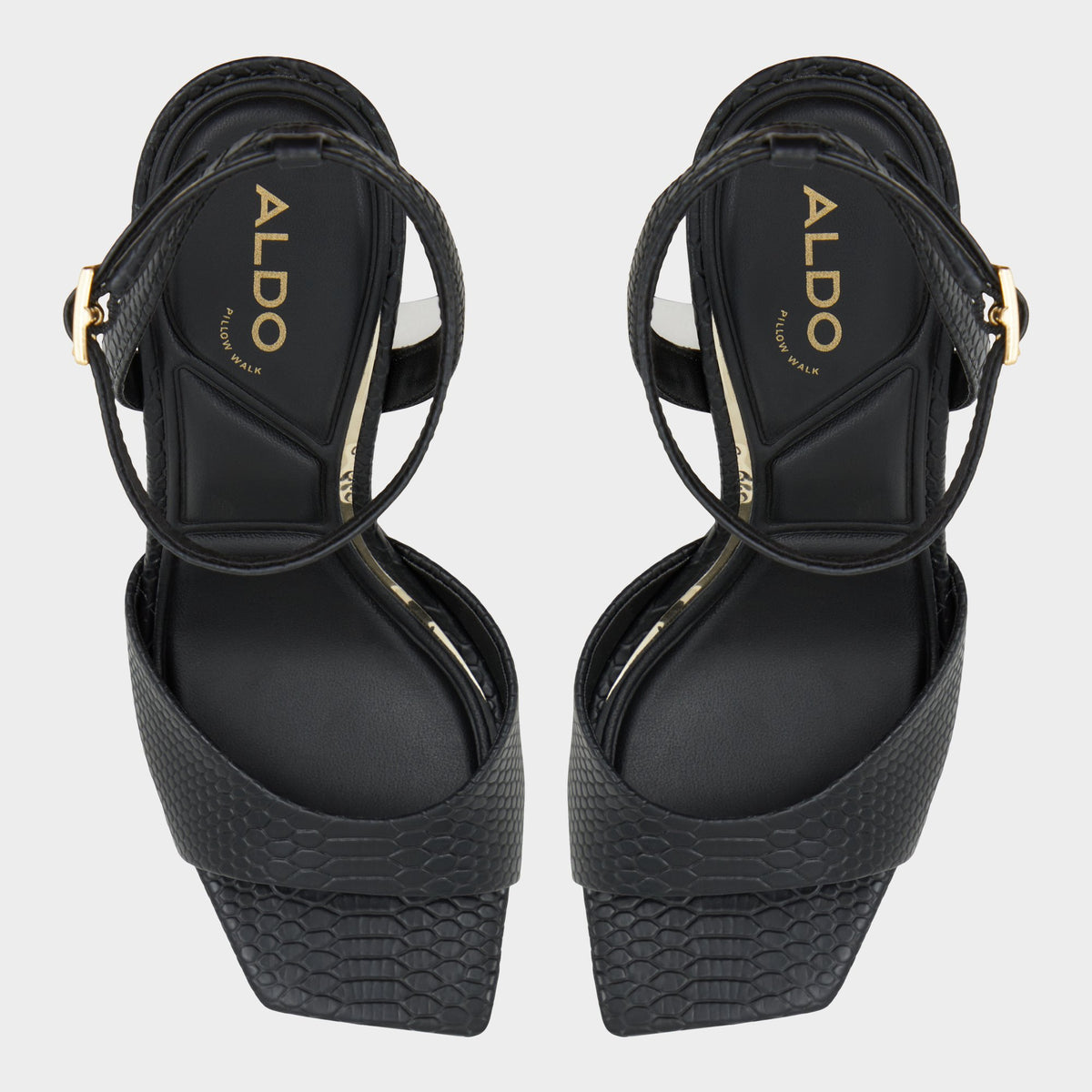 Top-down view of the Other Black Lettie Black strappy stiletto sandal