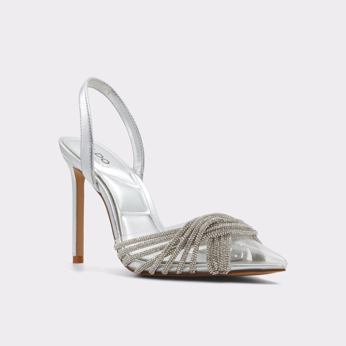 Three-quarter angle of Silver Bethy Sling back's front side
