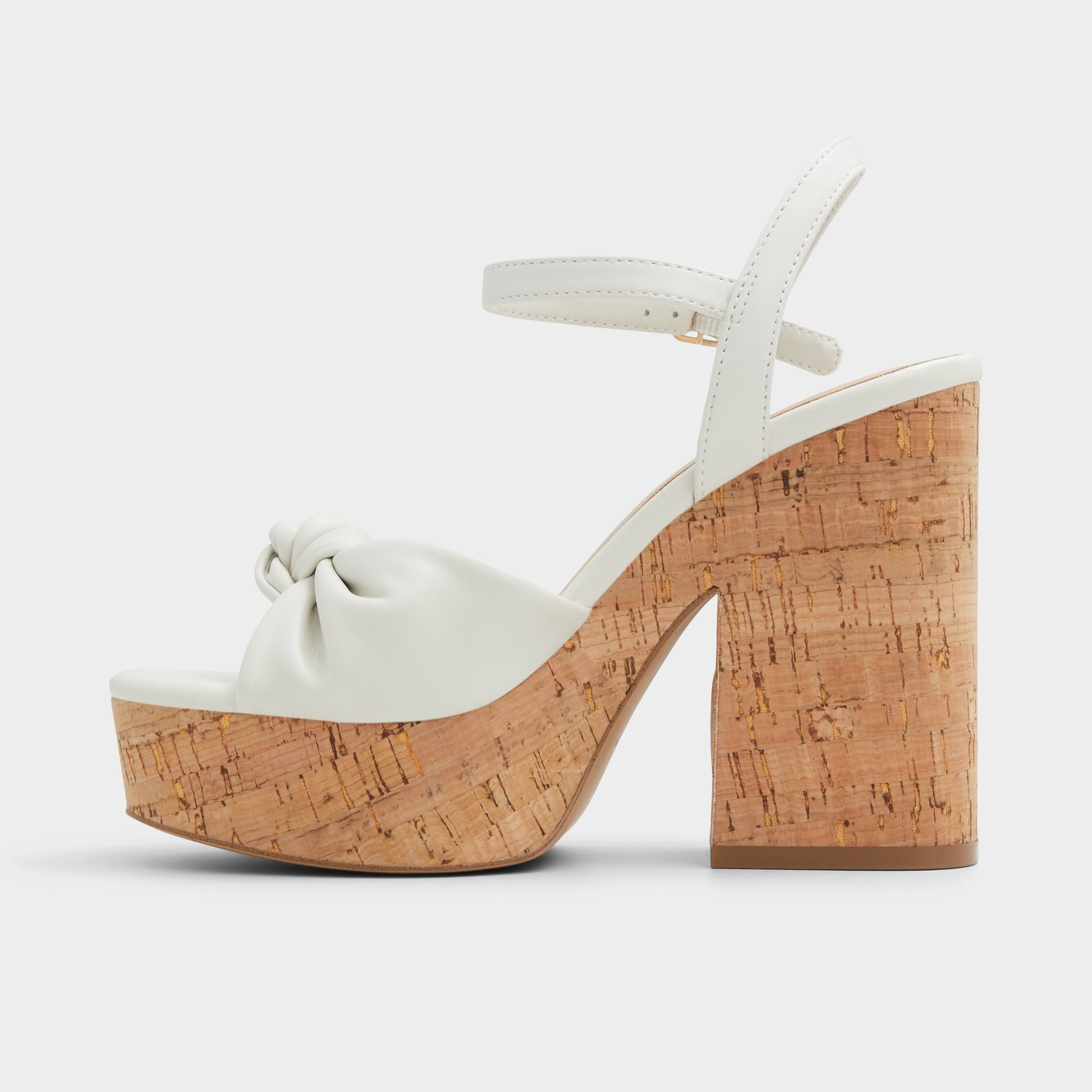 Side view of White/Bone Ulialdan Strappy heeled sandal