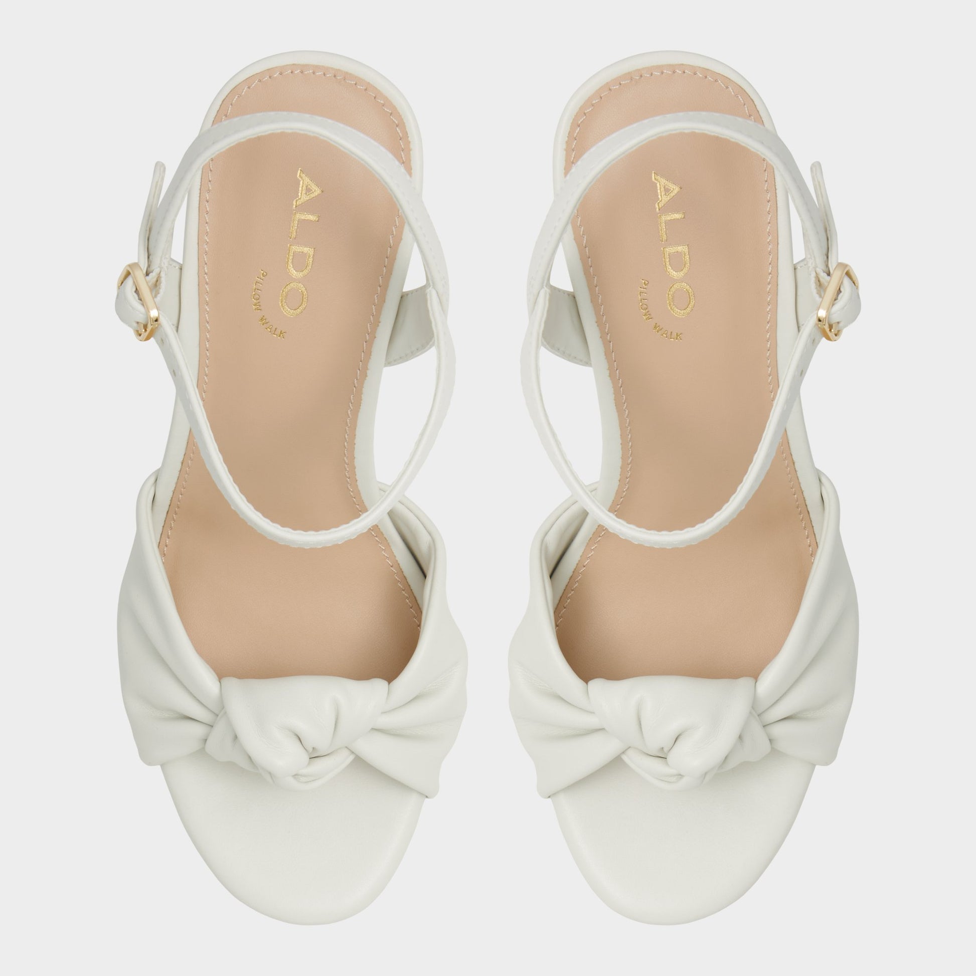 Top-down view of the White/Bone Ulialdan Strappy heeled sandal