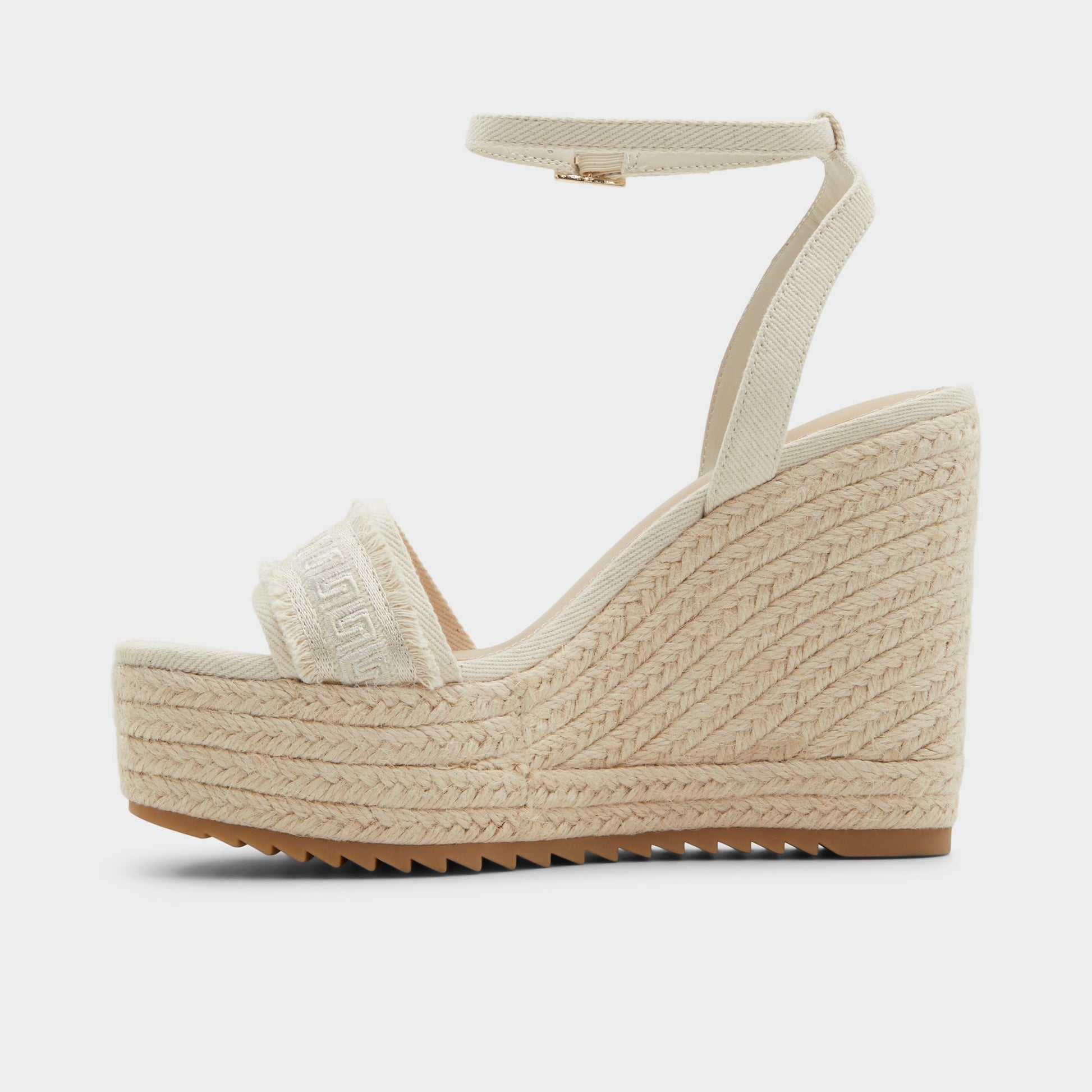Side view of Other white Aberitram Wedge sandal