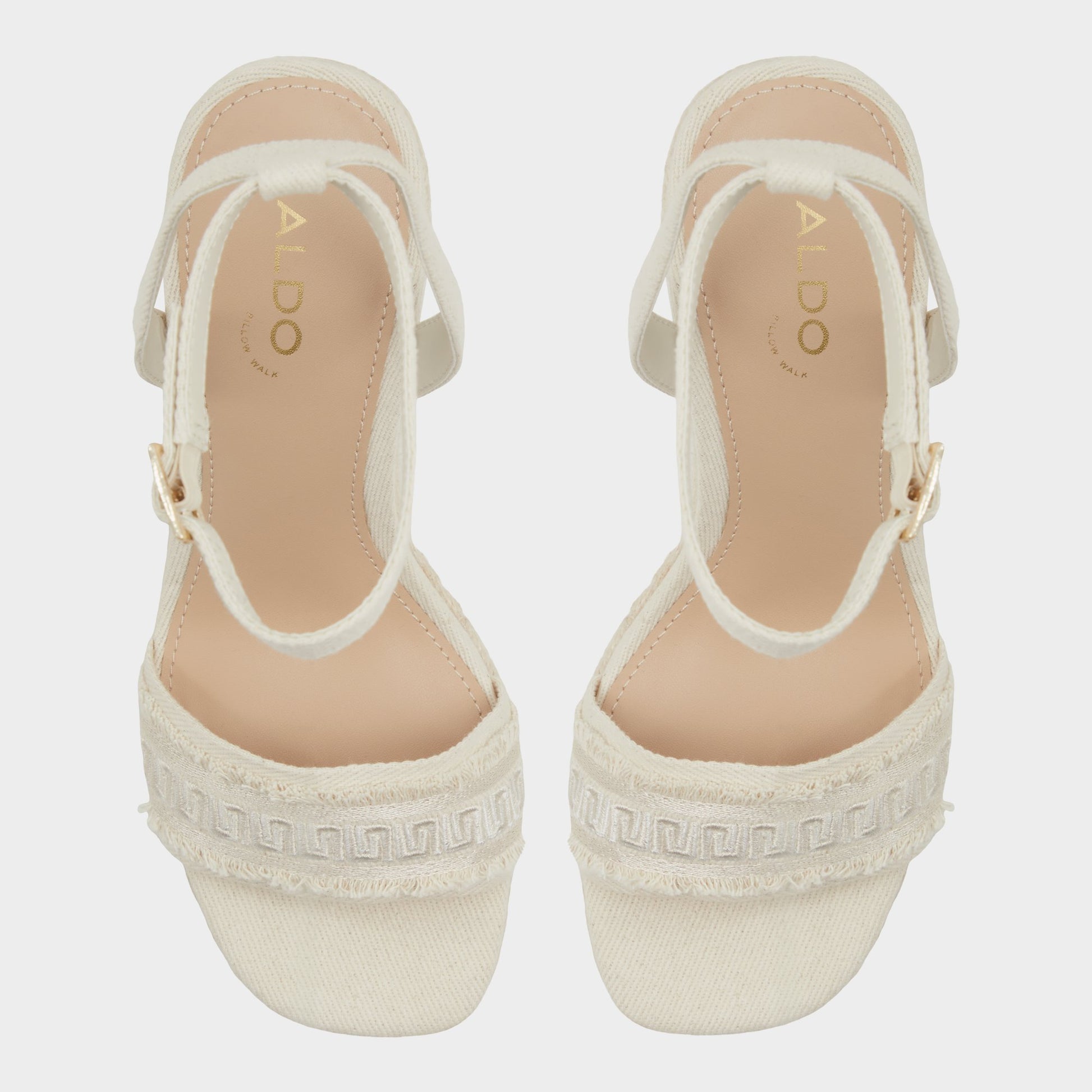 Top-down view of the Other white Aberitram Wedge sandal