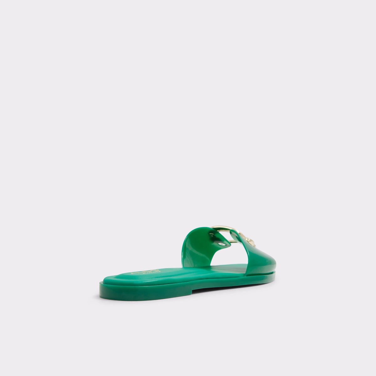 Three-quarter angle of Medium green Jellyicious Slide sandal &amp; tote bag's back side
