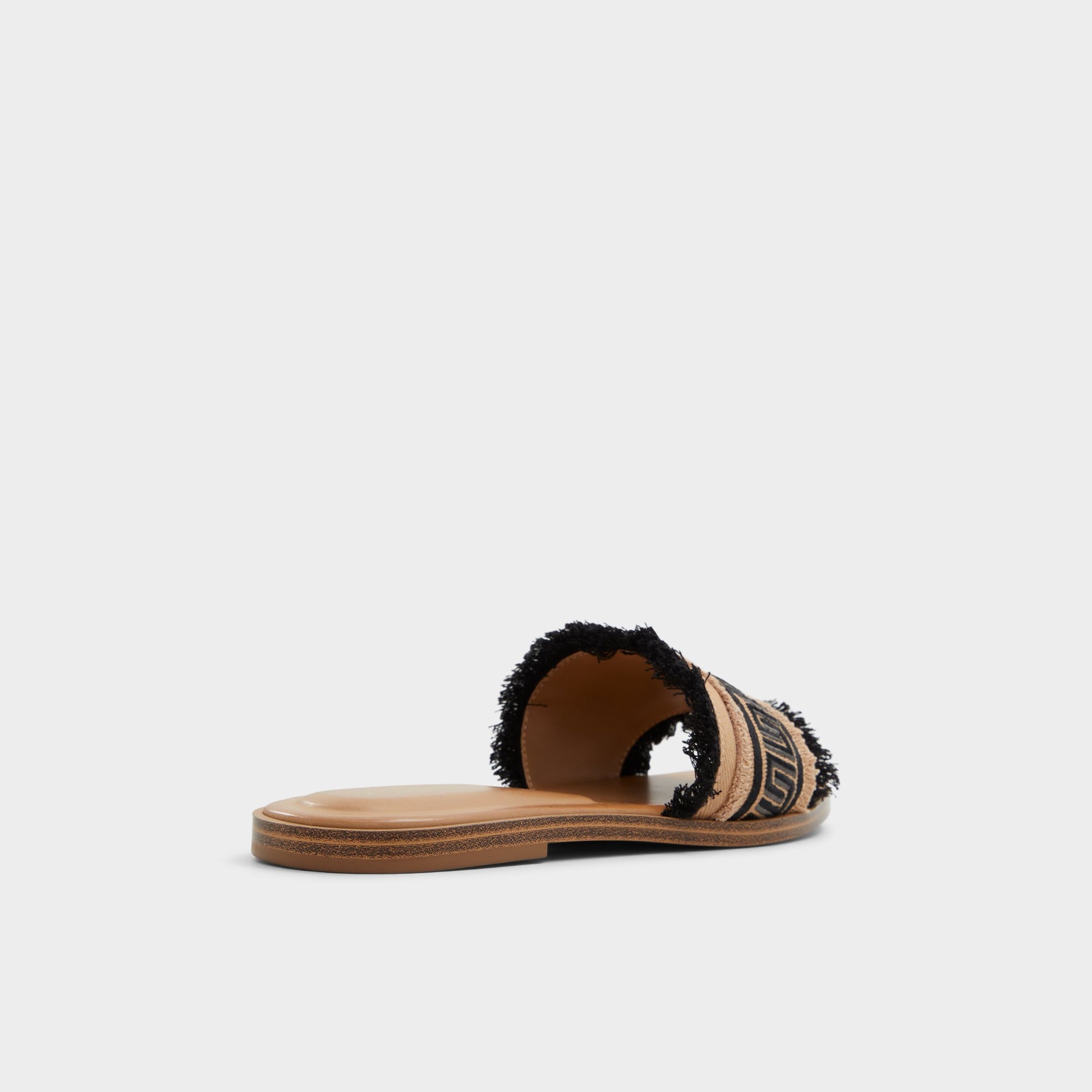 Three-quarter angle of Open Black Nalani Slide sandal's back side