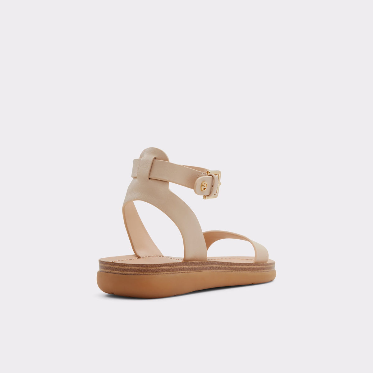 Angle de trois quarts de l'arrière de Autre Beige Wesleyan Sandale à talon plat