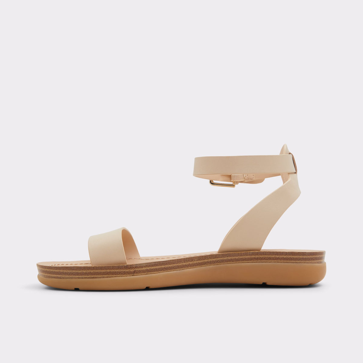 Vue latérale de Autre Beige Wesleyan Sandale à talon plat