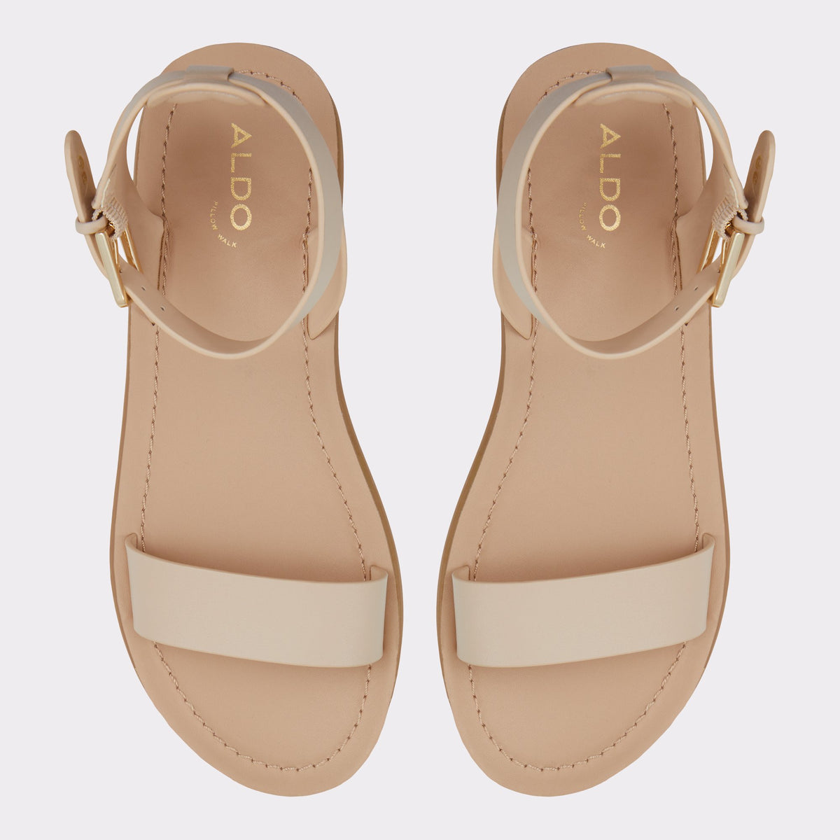 Vue de dessus de la Autre Beige Wesleyan Sandale à talon plat