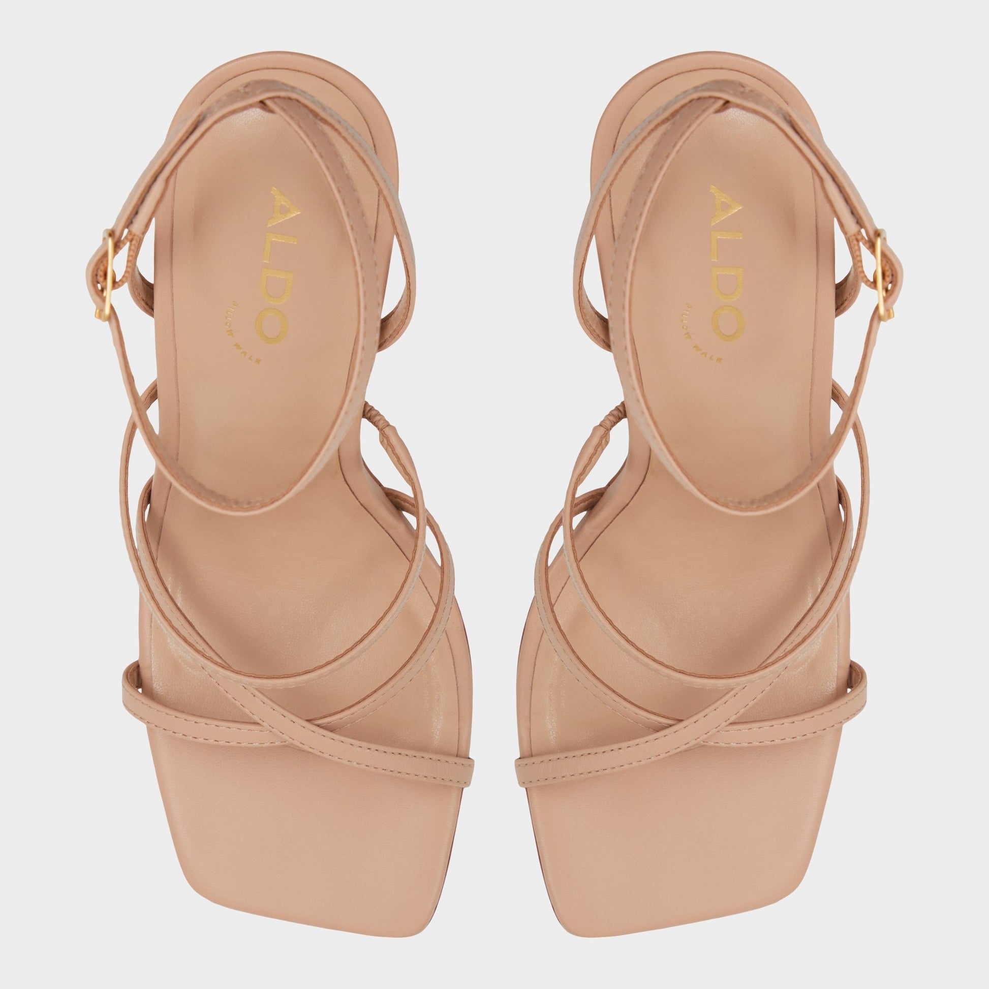 Top-down view of the Bone Galoi Strappy heeled sandal