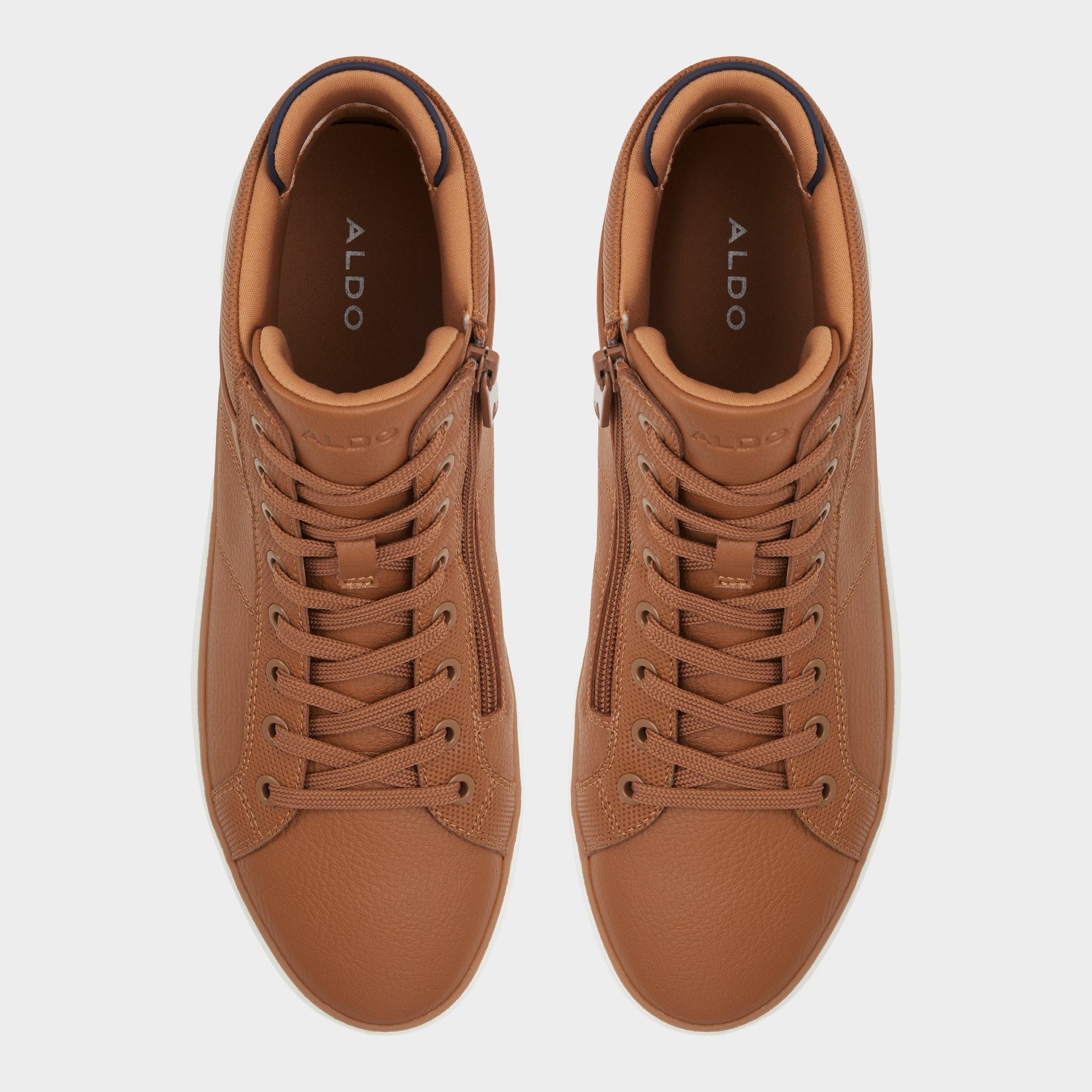 Top-down view of the Light Brown Montague High top sneaker