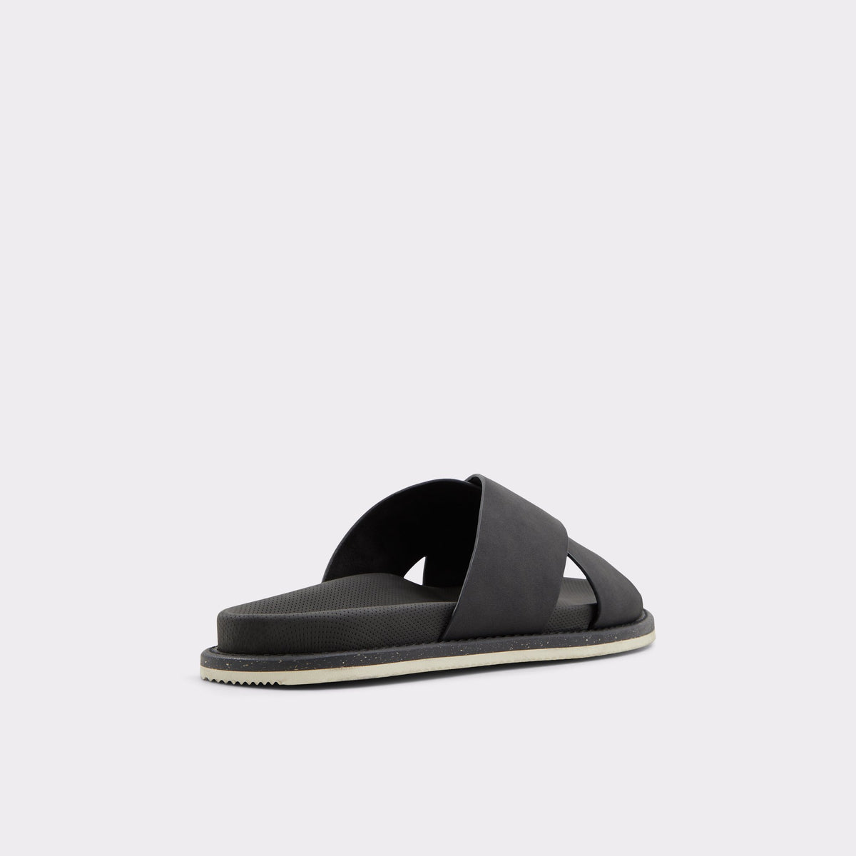 Three-quarter angle of Black Marrin Slide sandal's back side