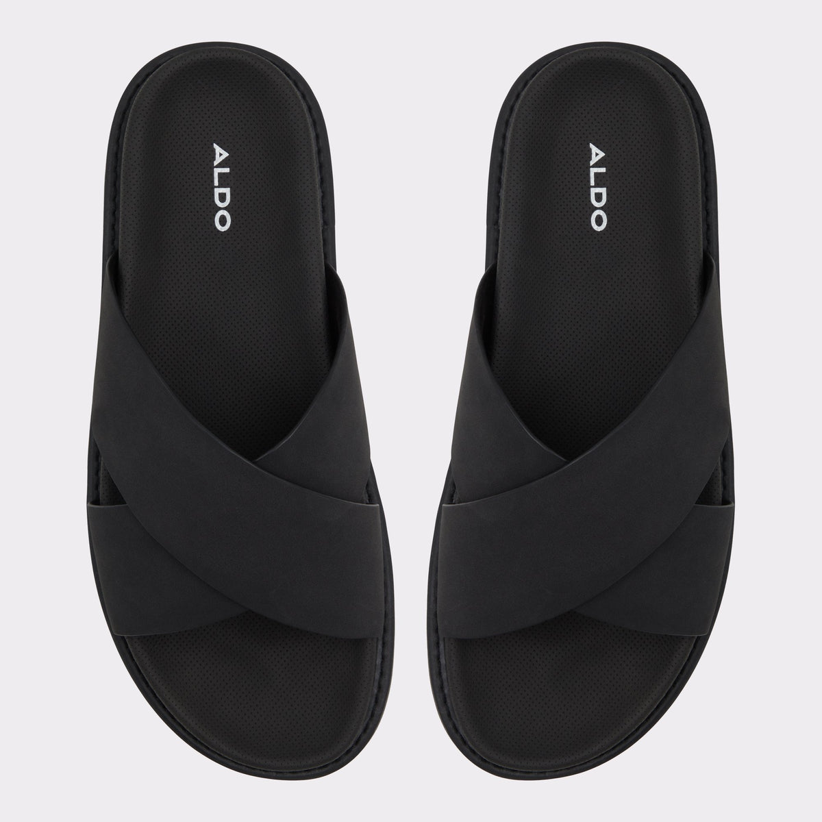 Top-down view of the Black Marrin Slide sandal