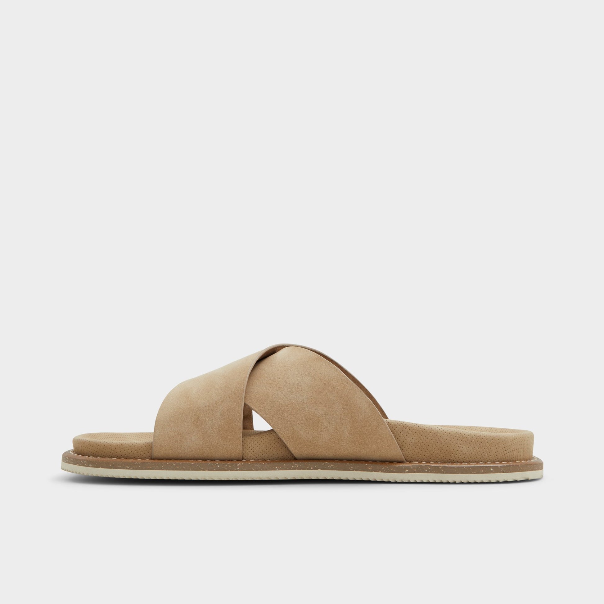 Side view of Beige Marrin Slide sandal